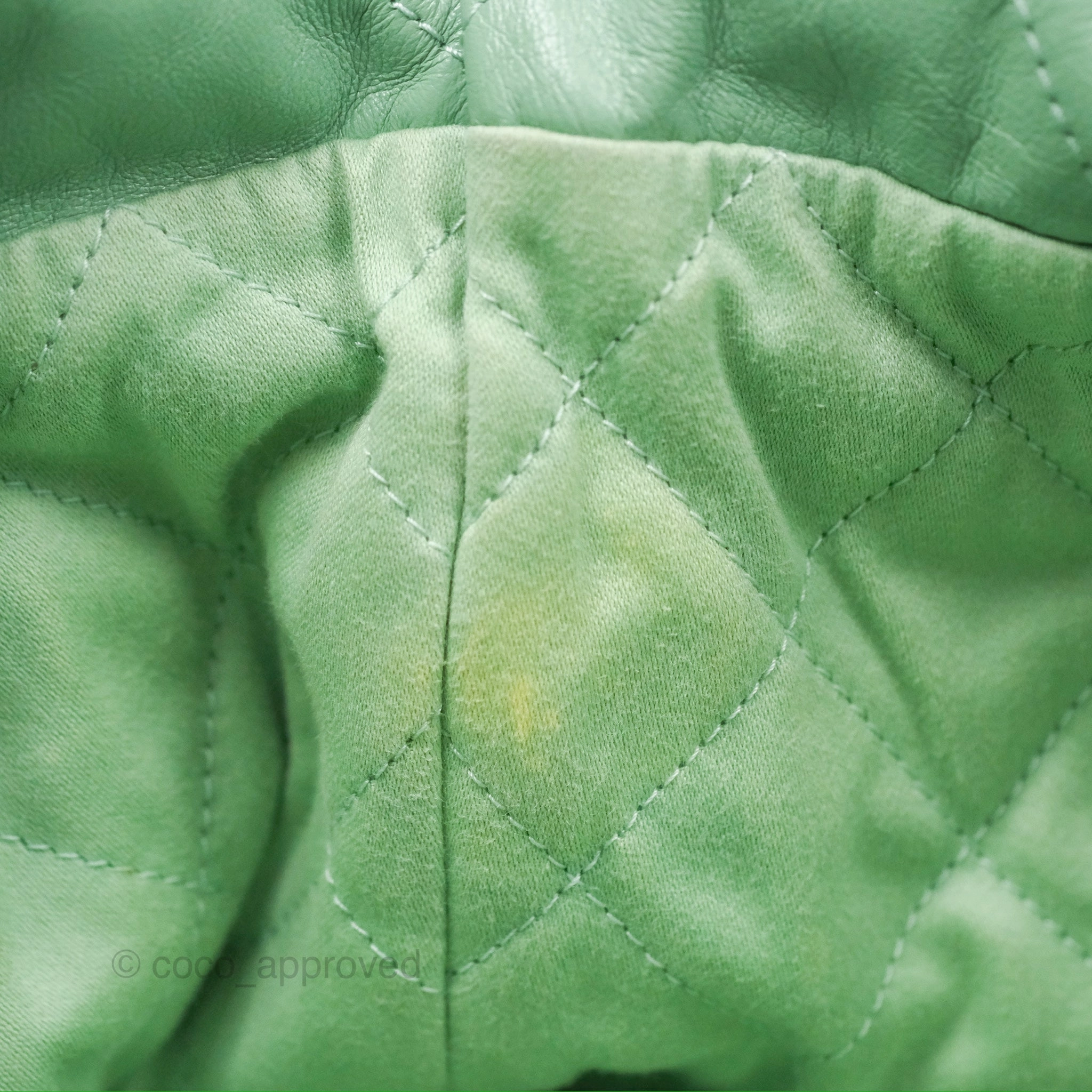 Chanel 22 Small Mint Green Shiny Calfskin Aged Gold Hardware