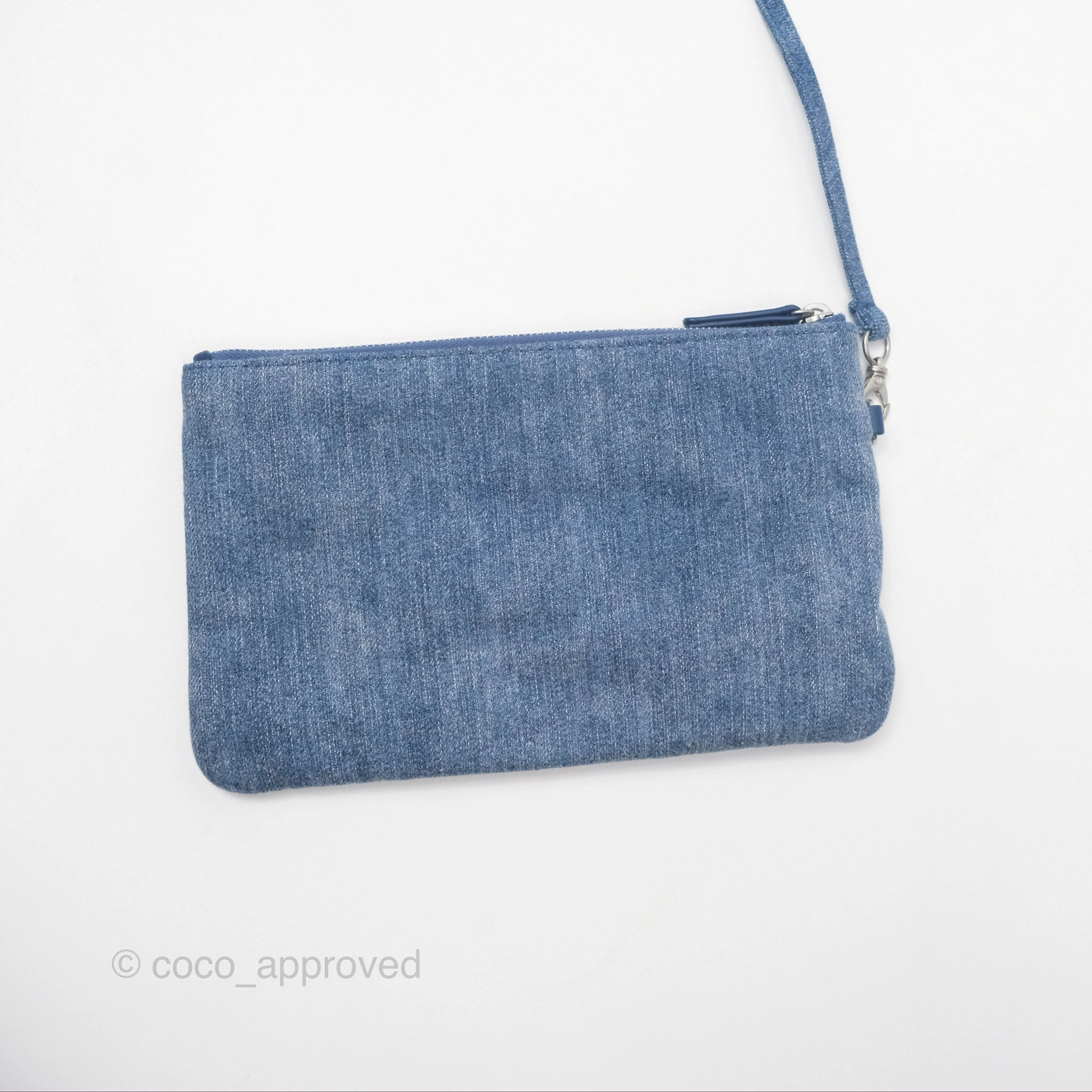 Chanel 22 Small Pearl Studded Denim Silver Hardware