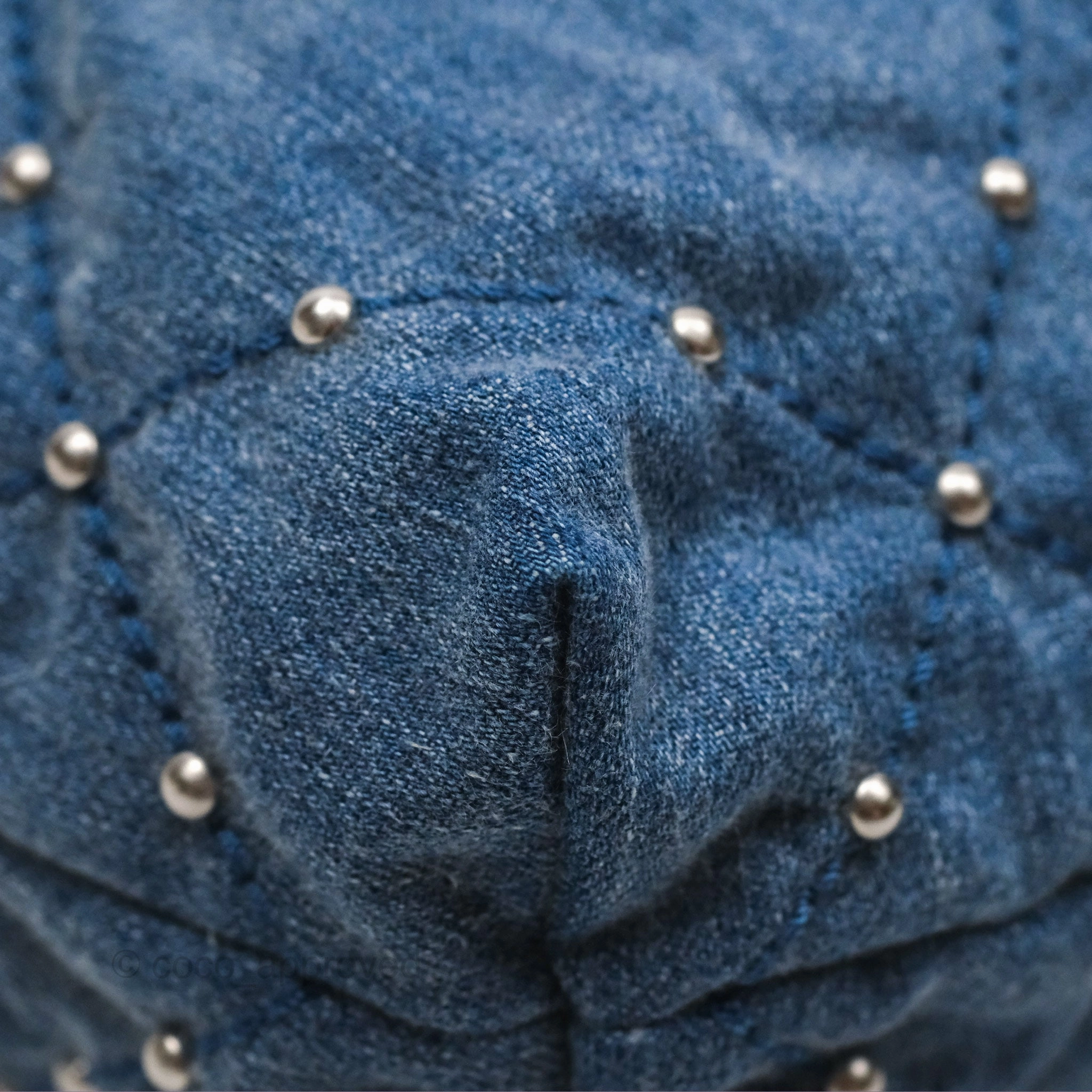 Chanel 22 Small Pearl Studded Denim Silver Hardware