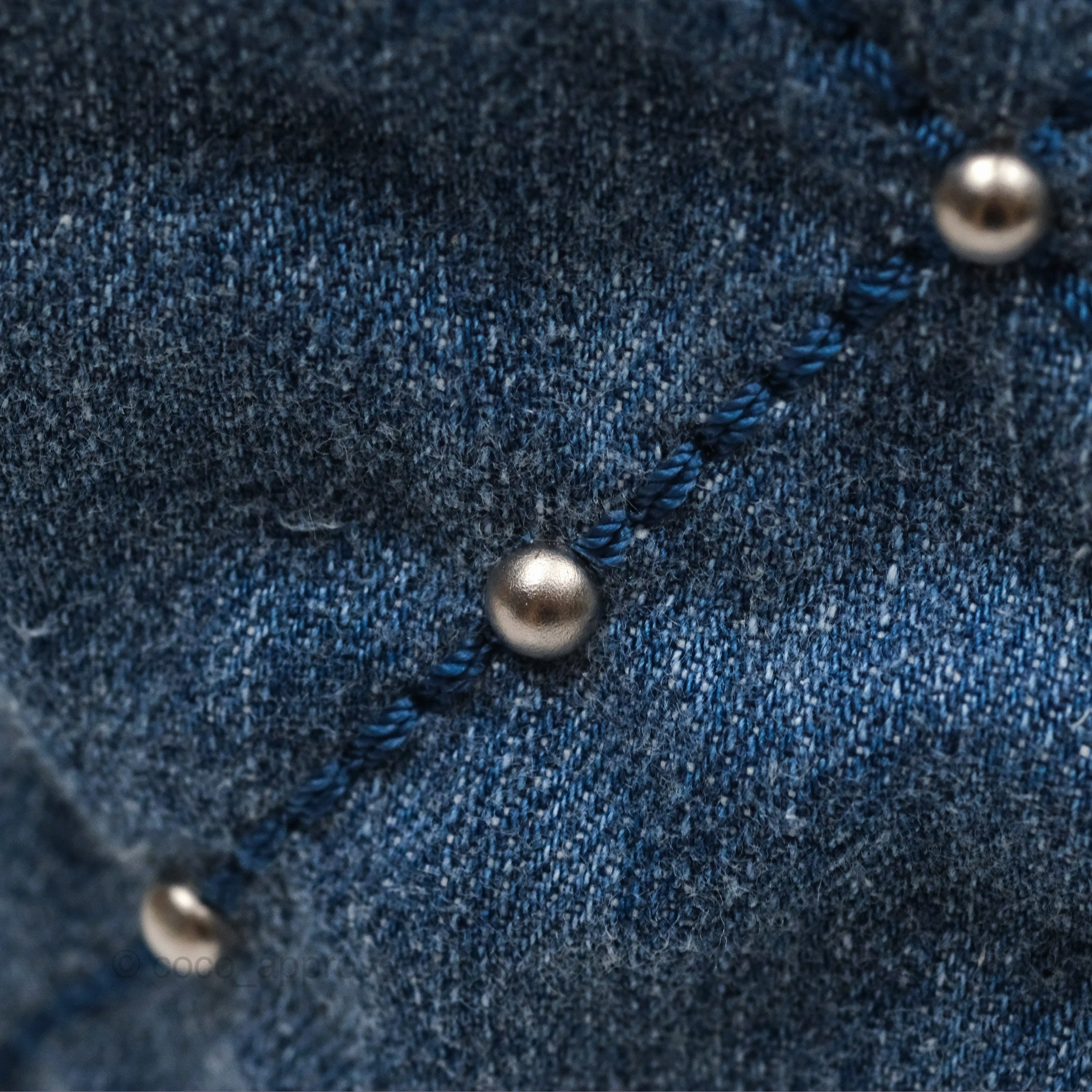 Chanel 22 Small Pearl Studded Denim Silver Hardware