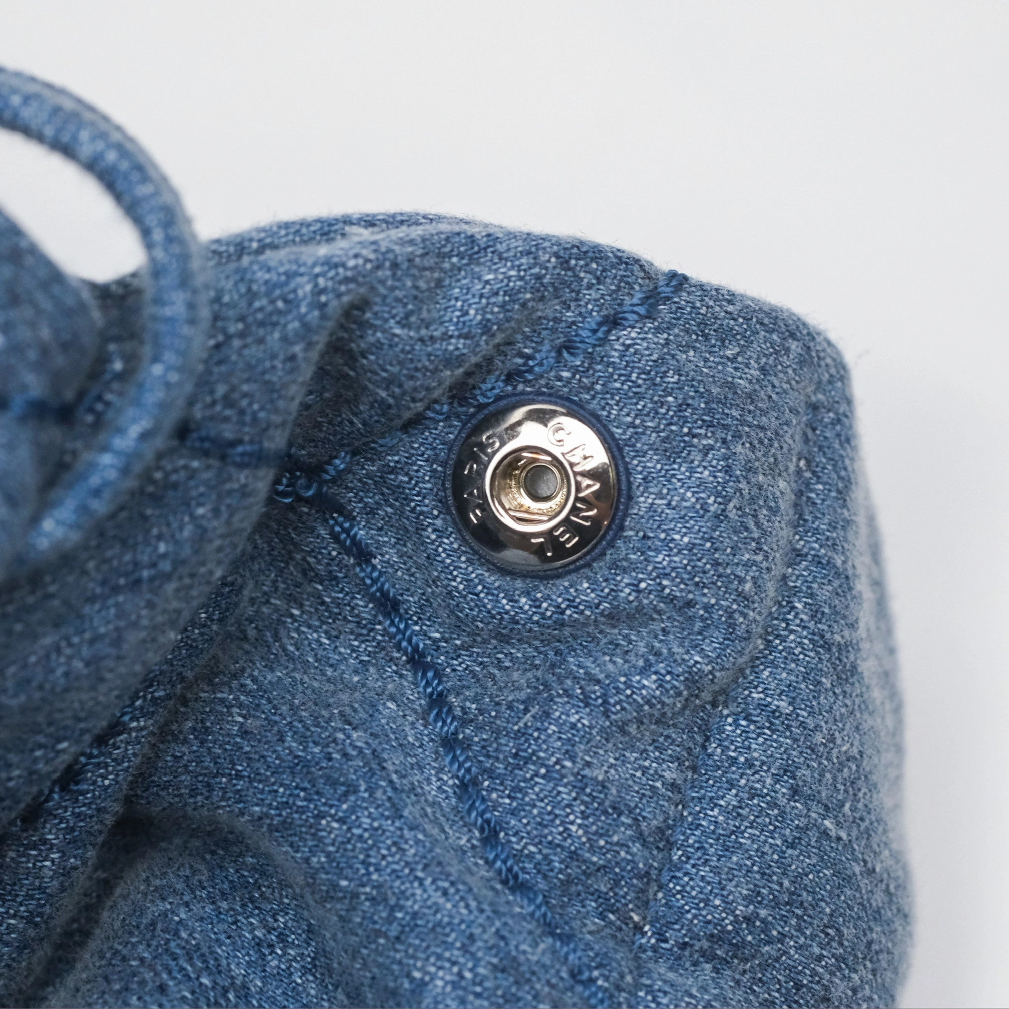 Chanel 22 Small Pearl Studded Denim Silver Hardware