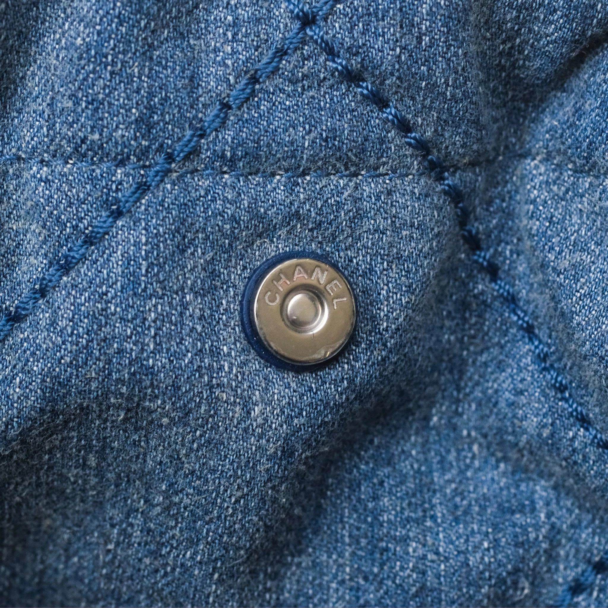 Chanel 22 Small Pearl Studded Denim Silver Hardware