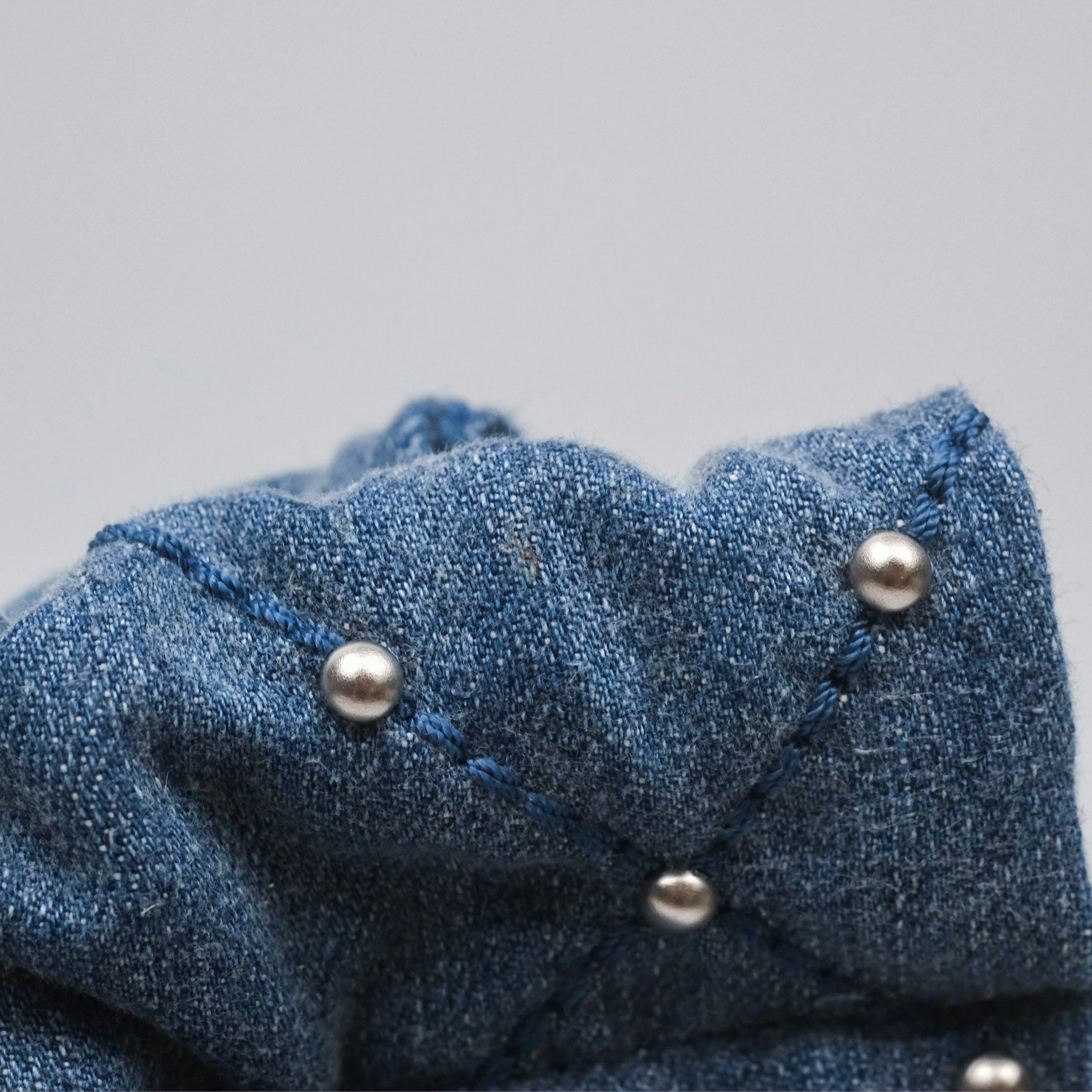 Chanel 22 Small Pearl Studded Denim Silver Hardware