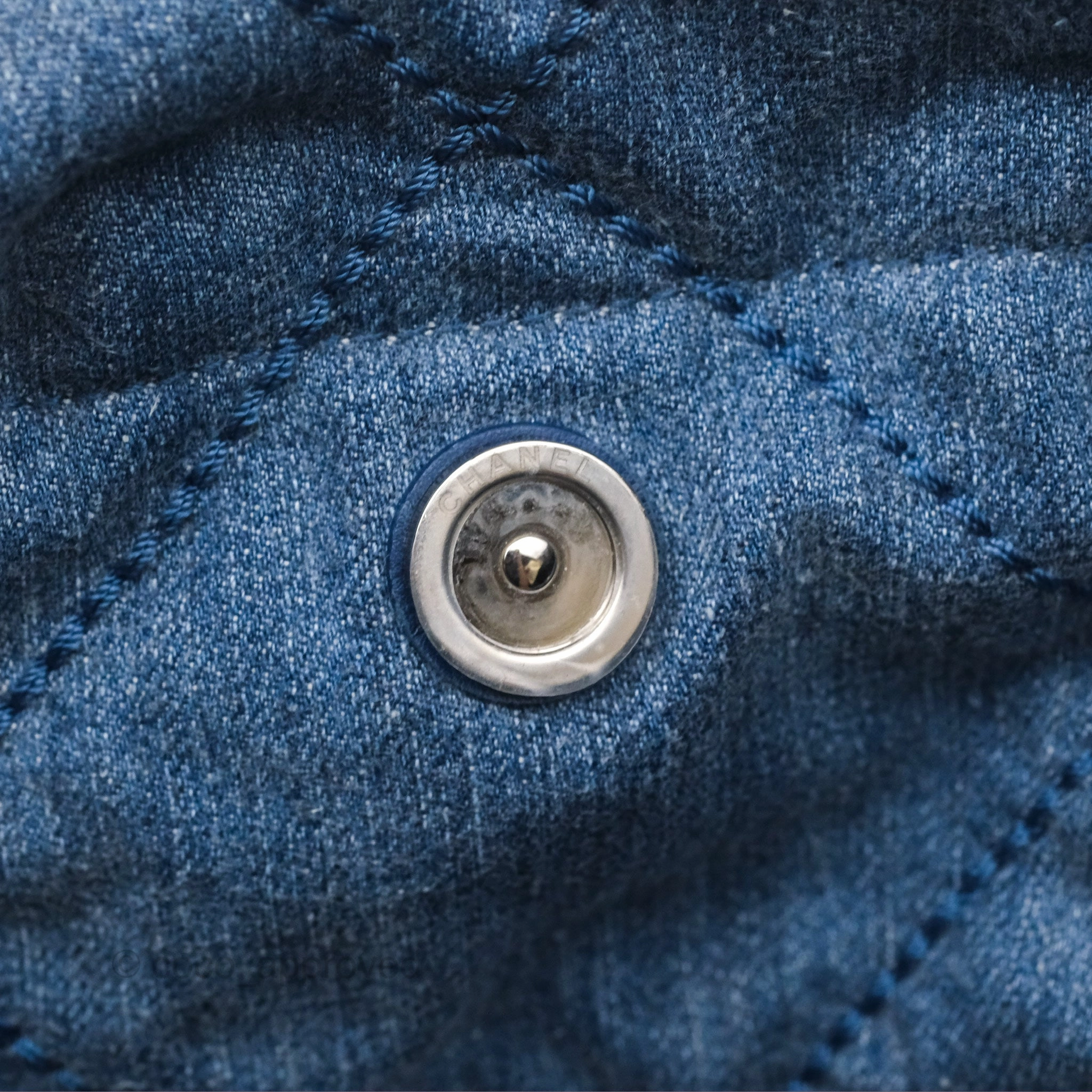 Chanel 22 Small Pearl Studded Denim Silver Hardware