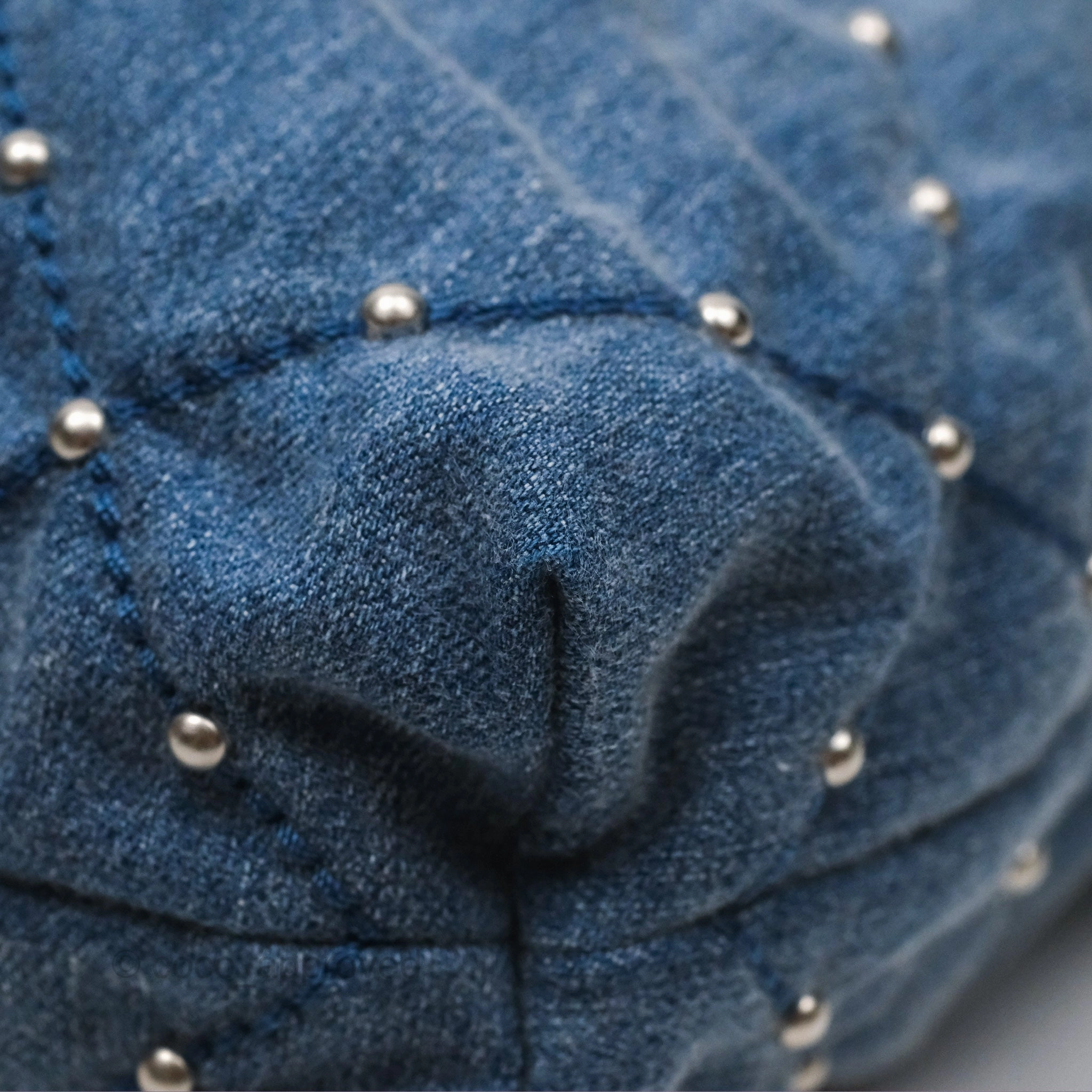 Chanel 22 Small Pearl Studded Denim Silver Hardware
