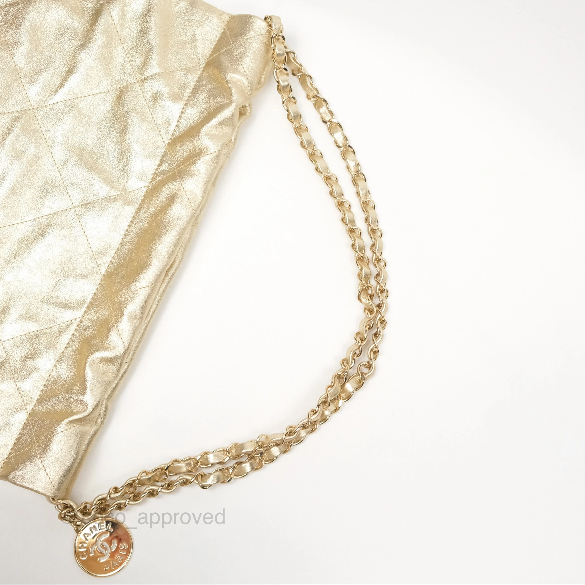 Chanel 22 Small Quilted Iridescent Gold Gold Hardware