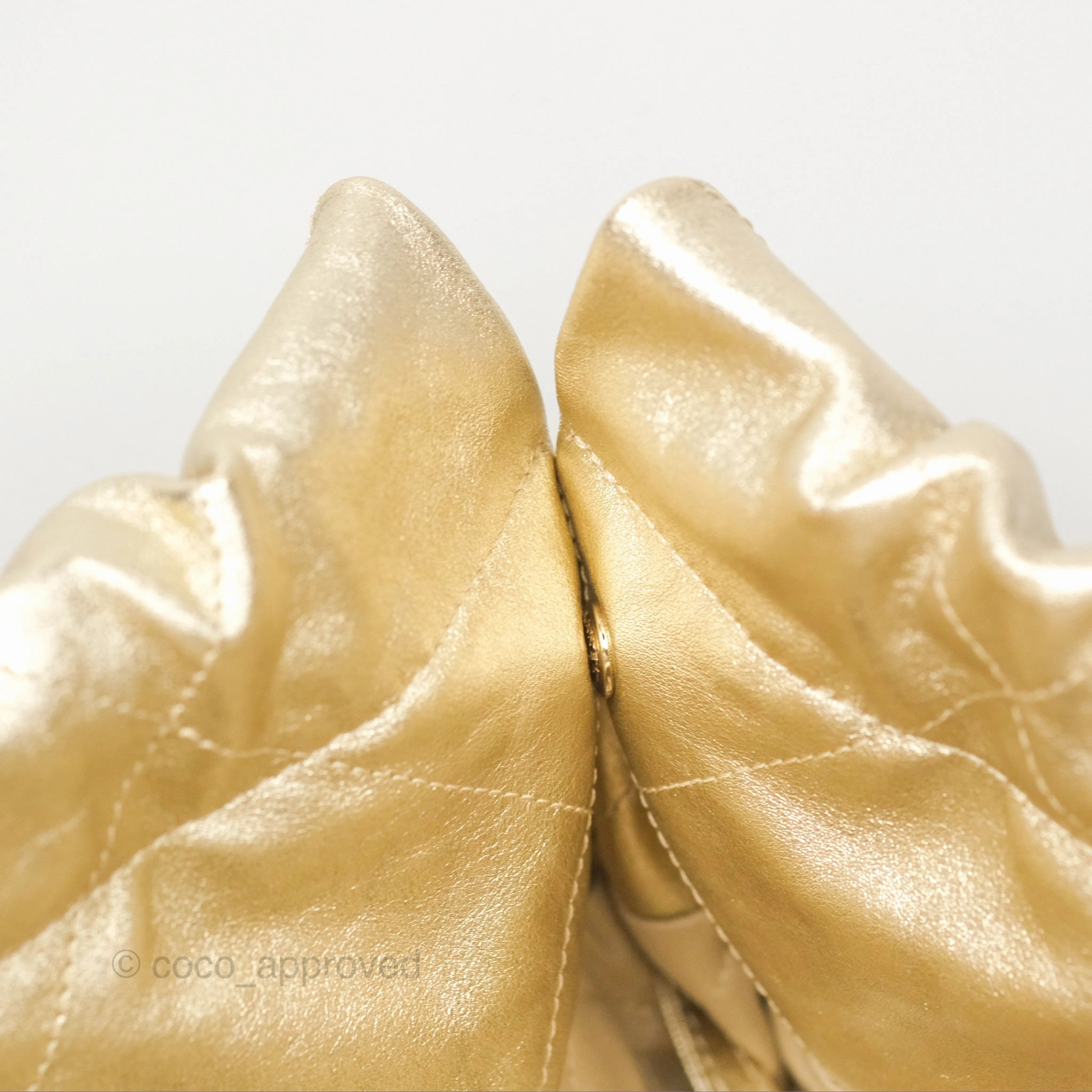 Chanel 22 Small Quilted Iridescent Gold Gold Hardware