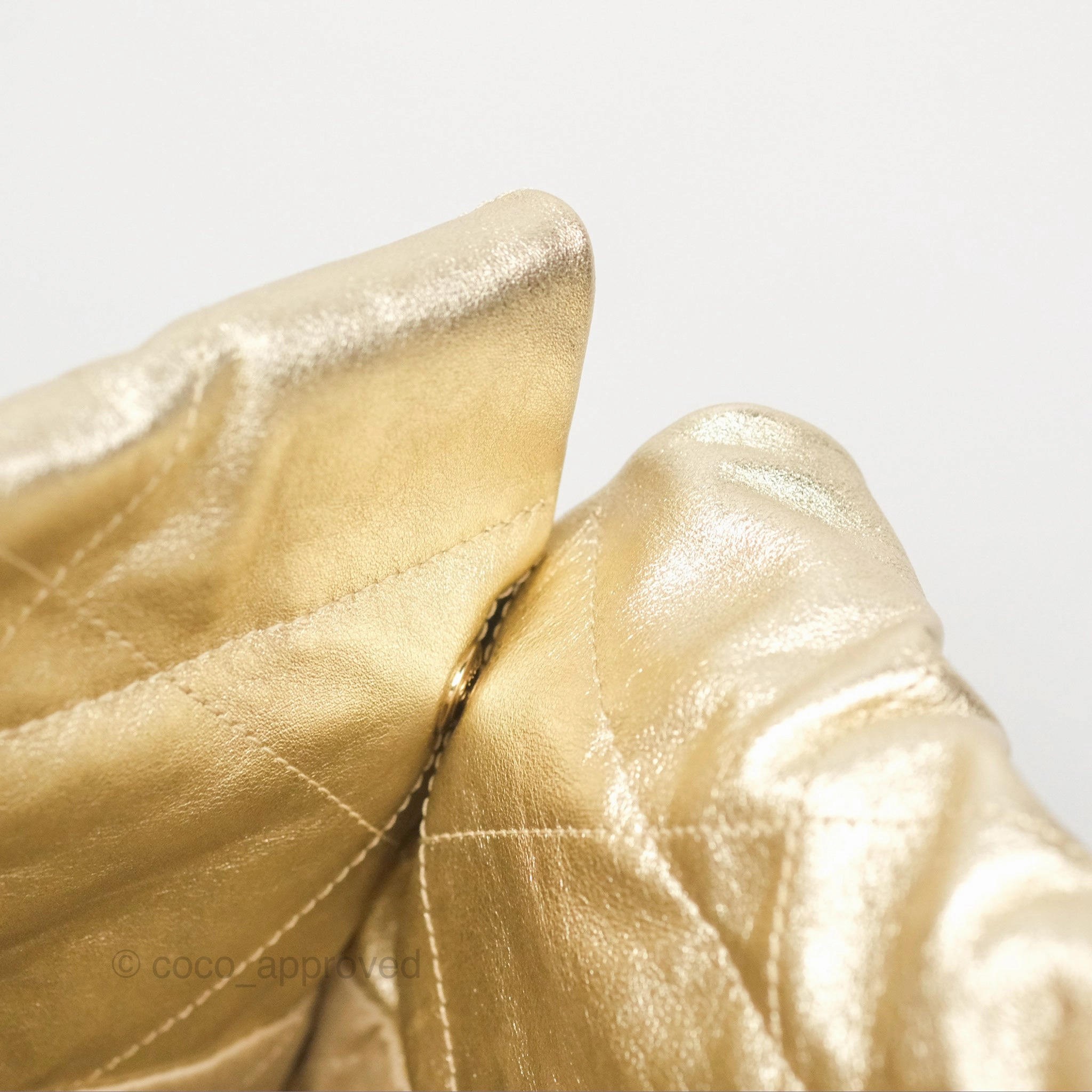 Chanel 22 Small Quilted Iridescent Gold Gold Hardware