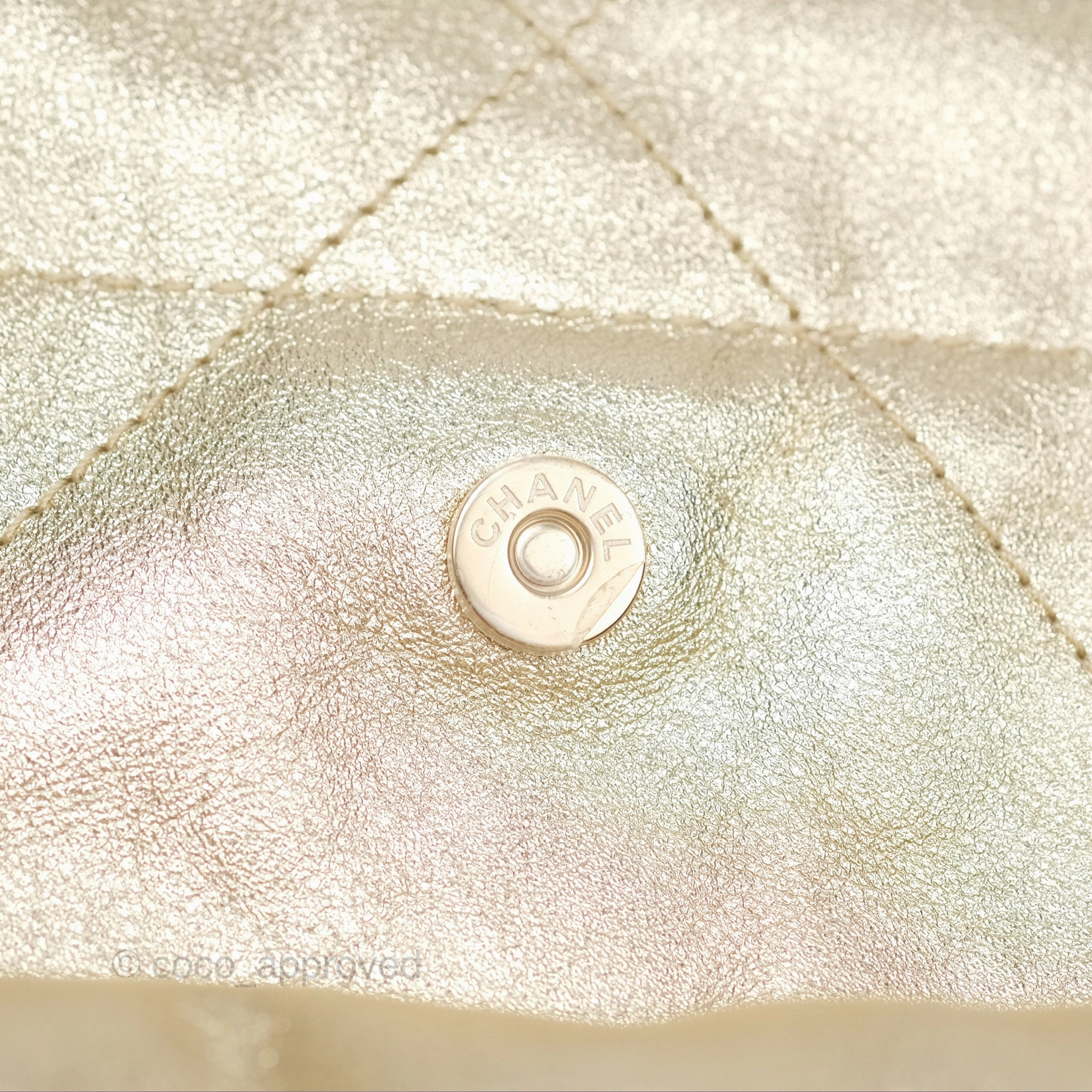 Chanel 22 Small Quilted Iridescent Gold Gold Hardware