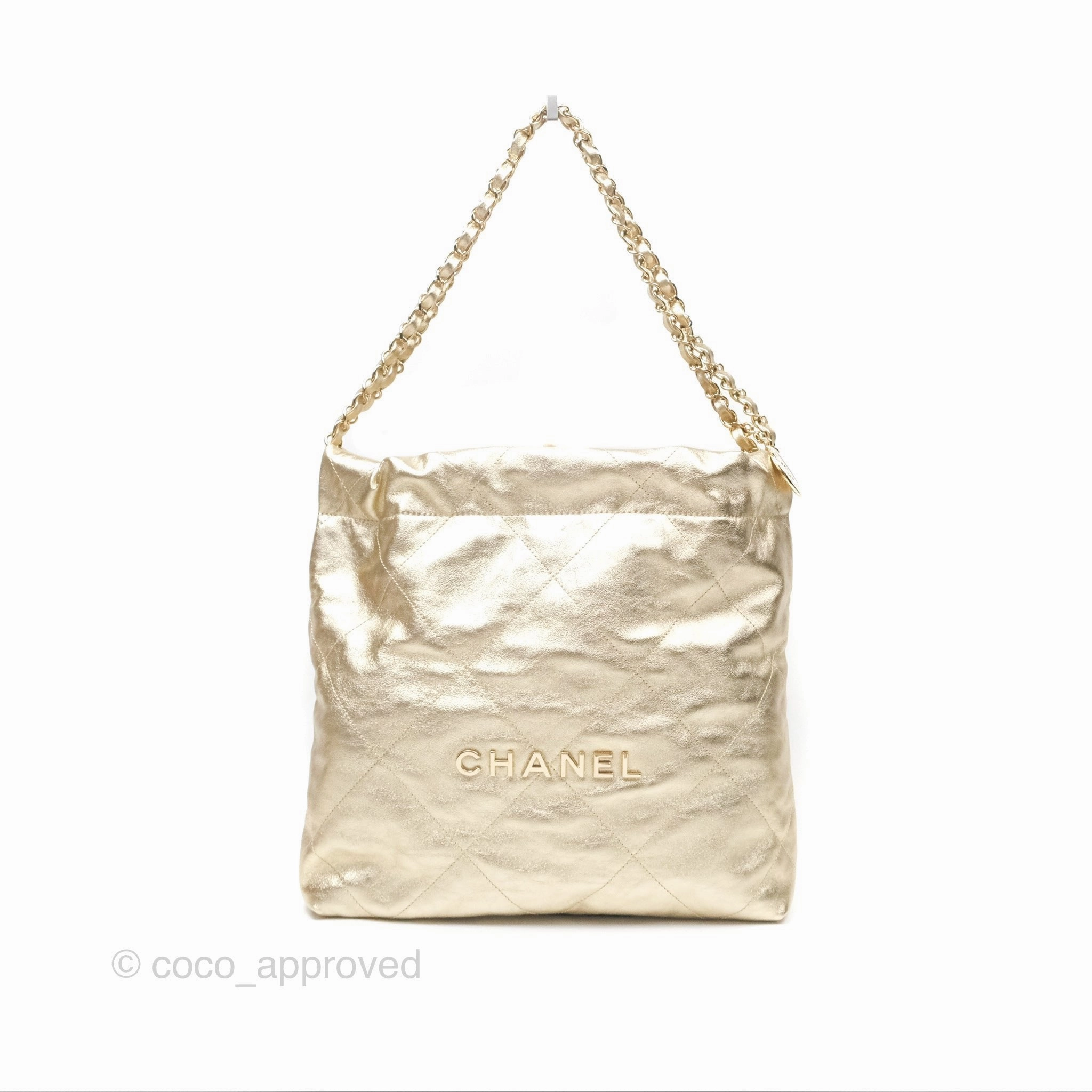 Chanel 22 Small Quilted Iridescent Gold Gold Hardware