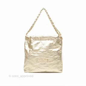 Chanel 22 Small Quilted Iridescent Gold Gold Hardware