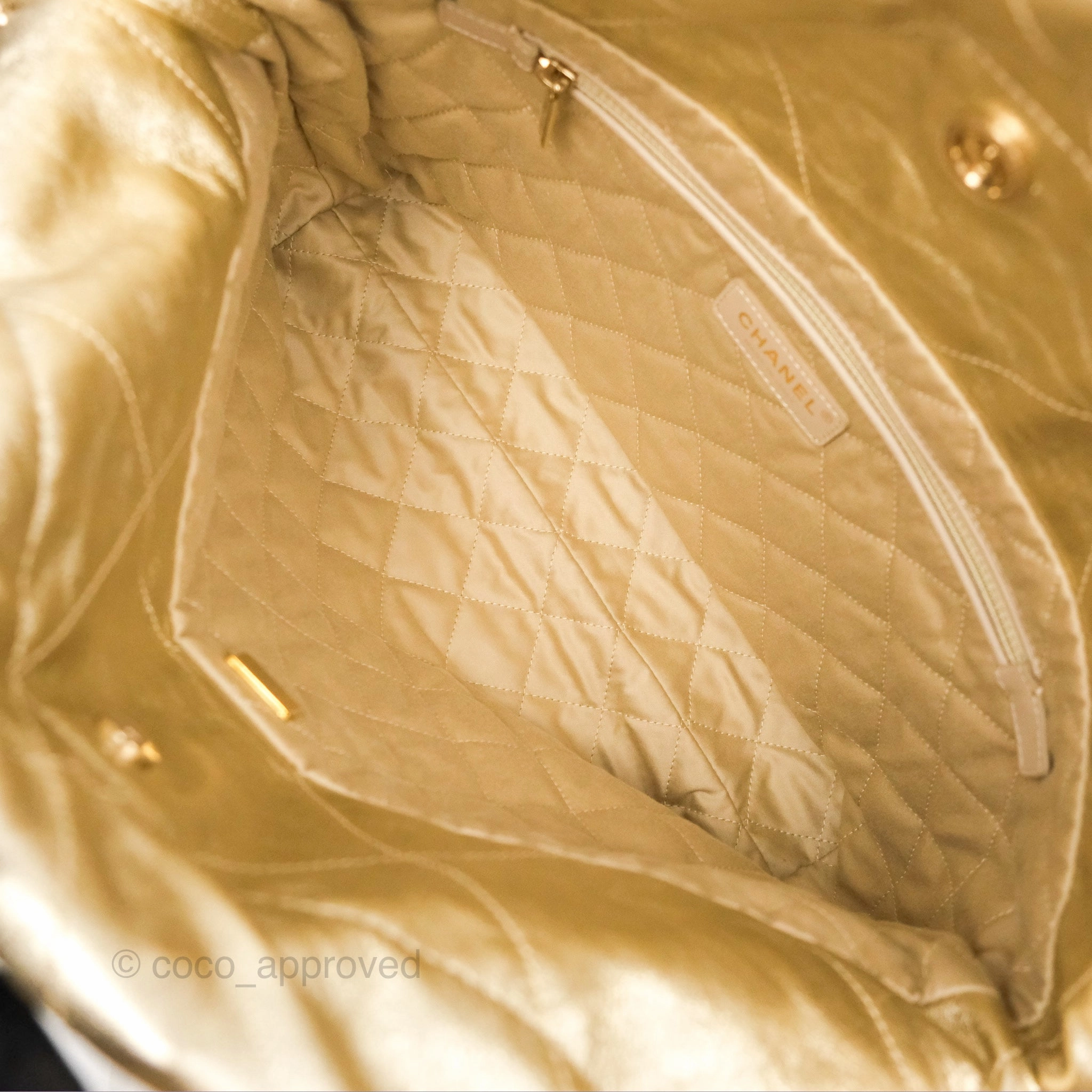Chanel 22 Small Quilted Iridescent Gold Gold Hardware