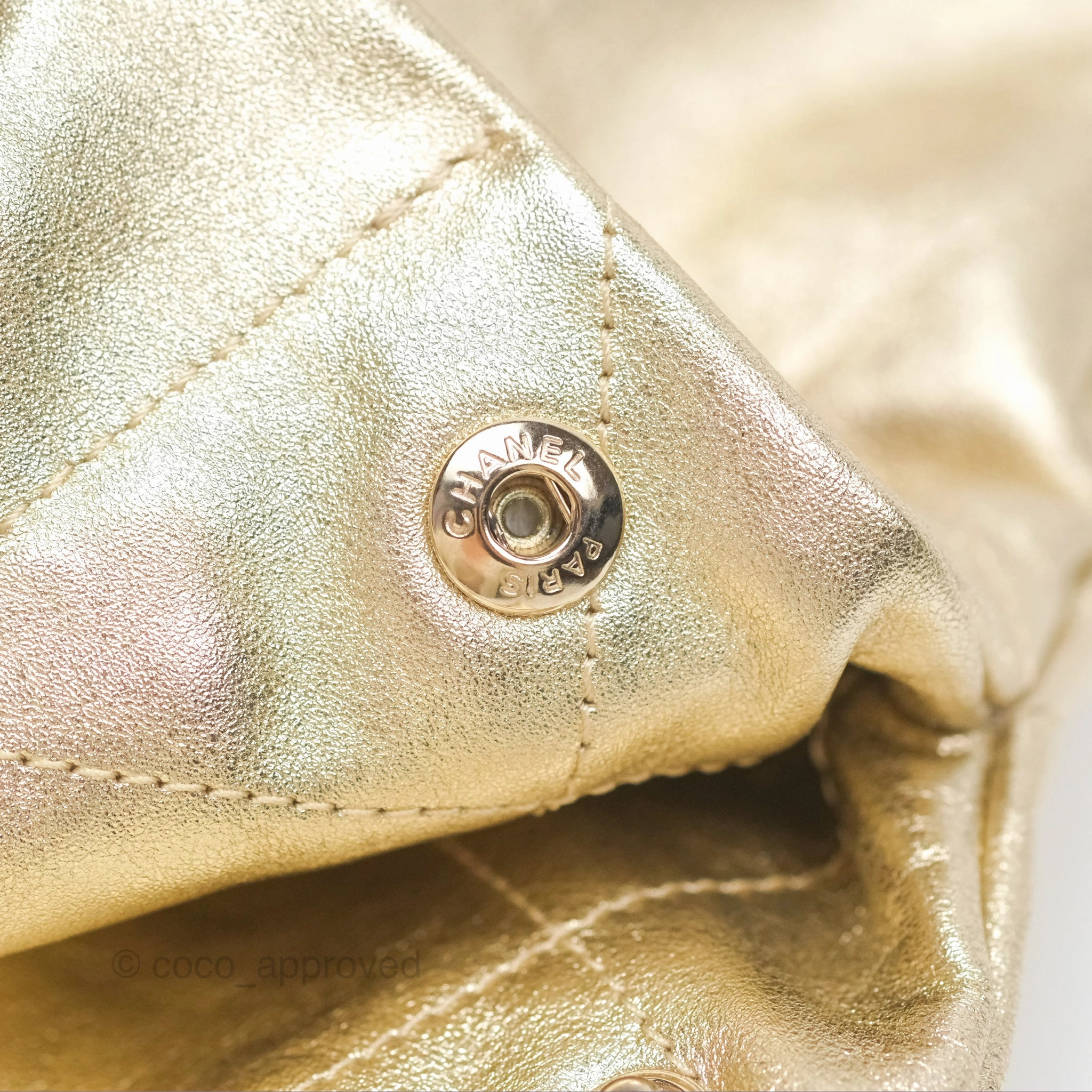 Chanel 22 Small Quilted Iridescent Gold Gold Hardware