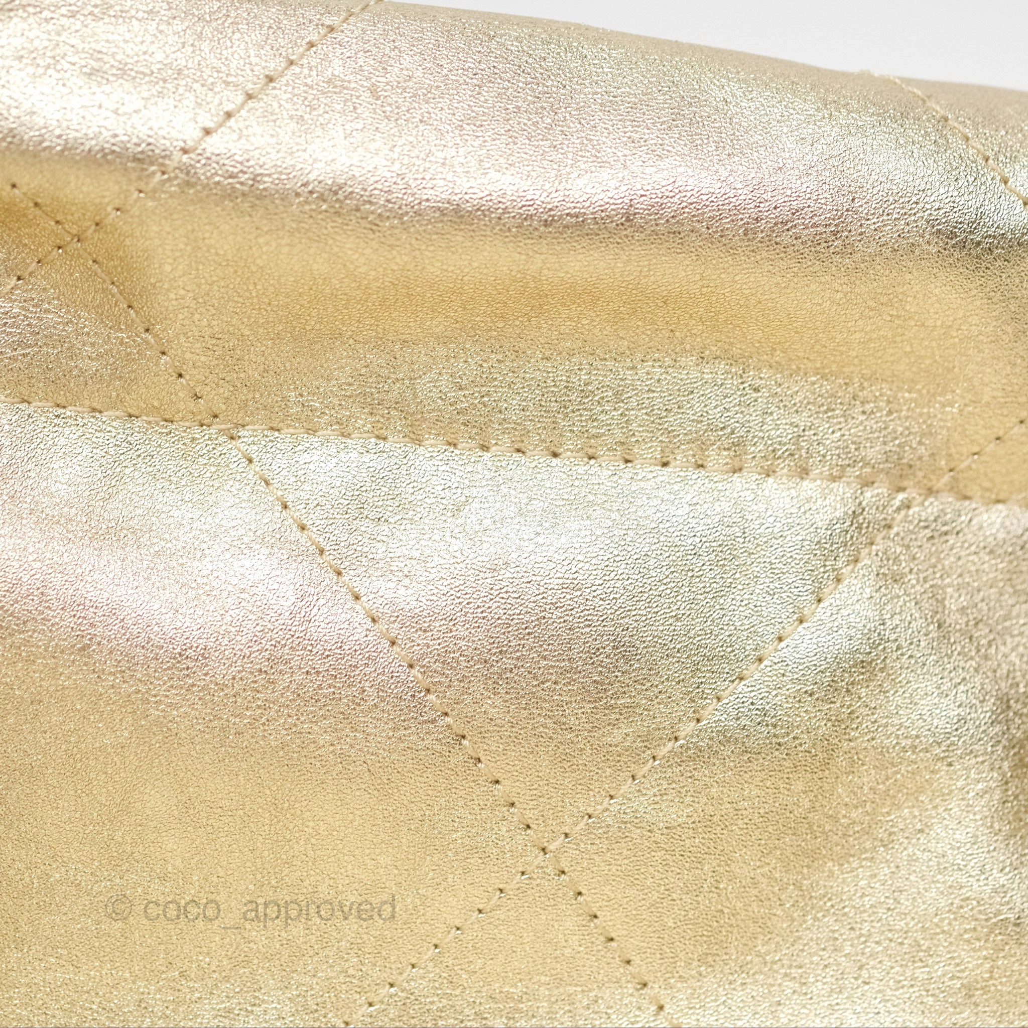 Chanel 22 Small Quilted Iridescent Gold Gold Hardware