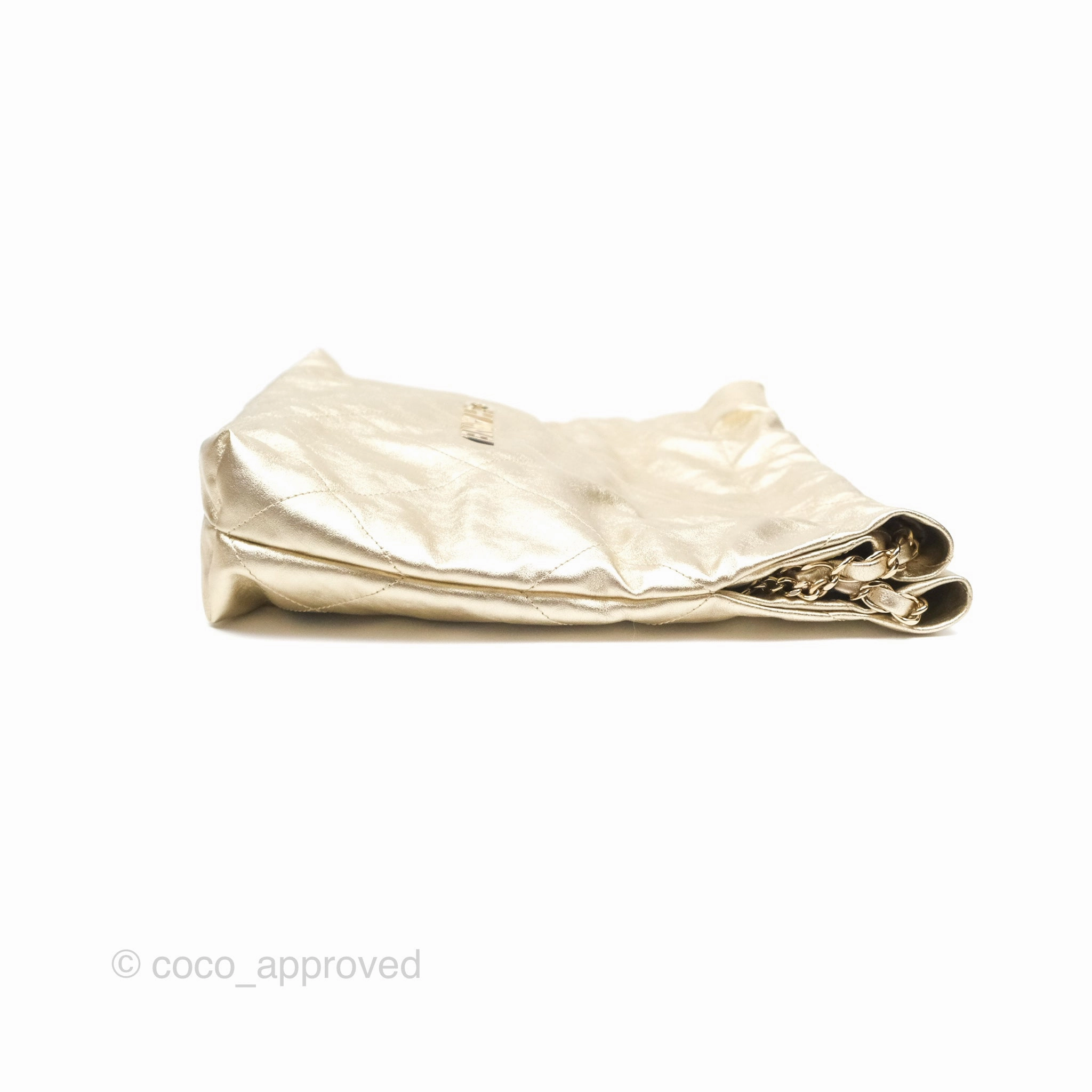 Chanel 22 Small Quilted Iridescent Gold Gold Hardware