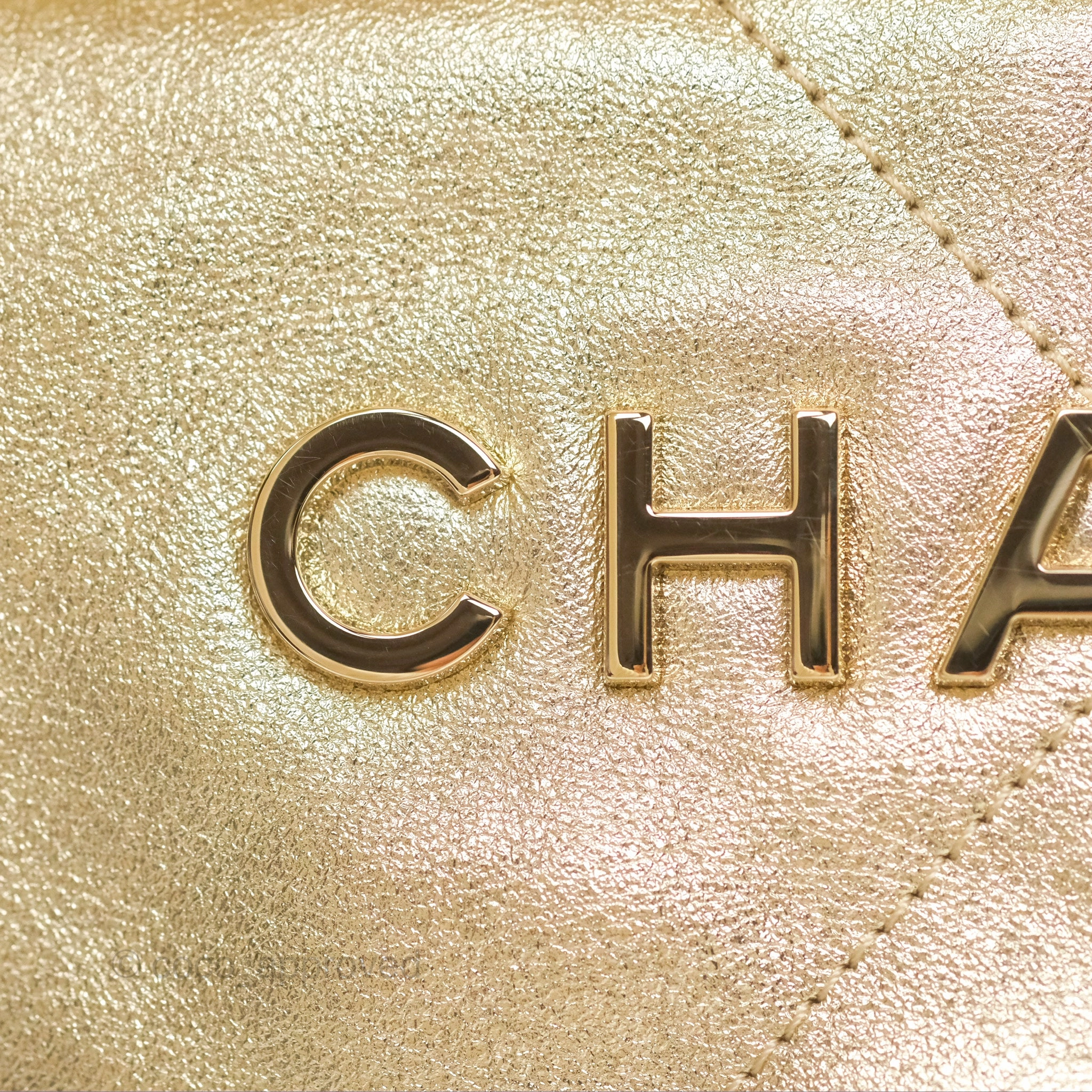 Chanel 22 Small Quilted Iridescent Gold Gold Hardware