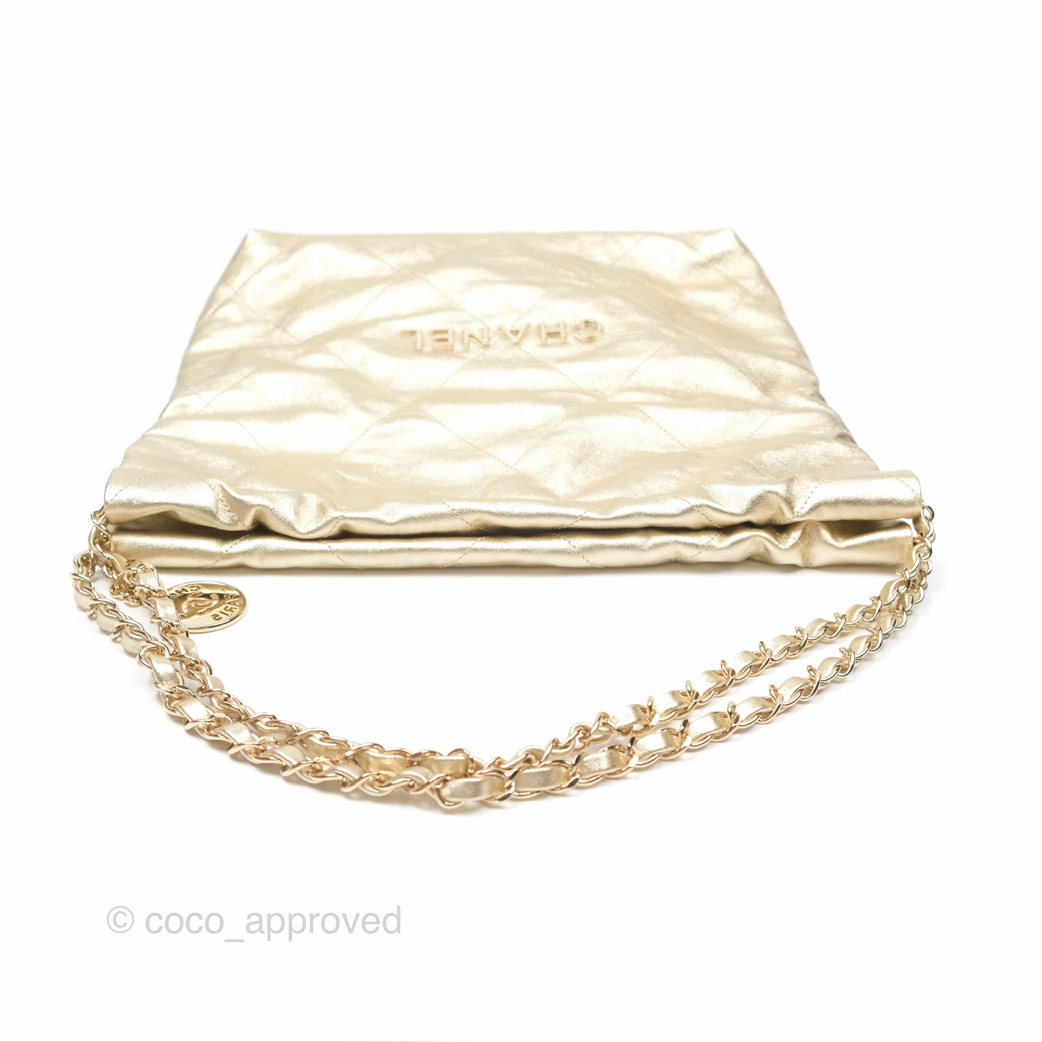 Chanel 22 Small Quilted Iridescent Gold Gold Hardware