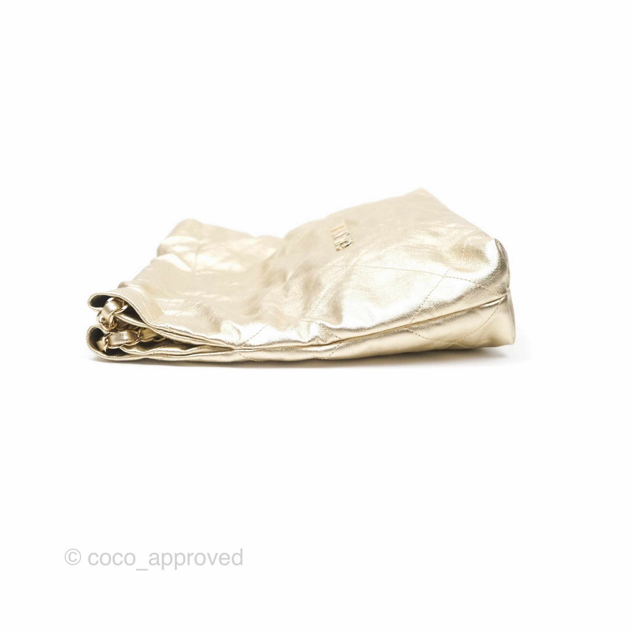 Chanel 22 Small Quilted Iridescent Gold Gold Hardware