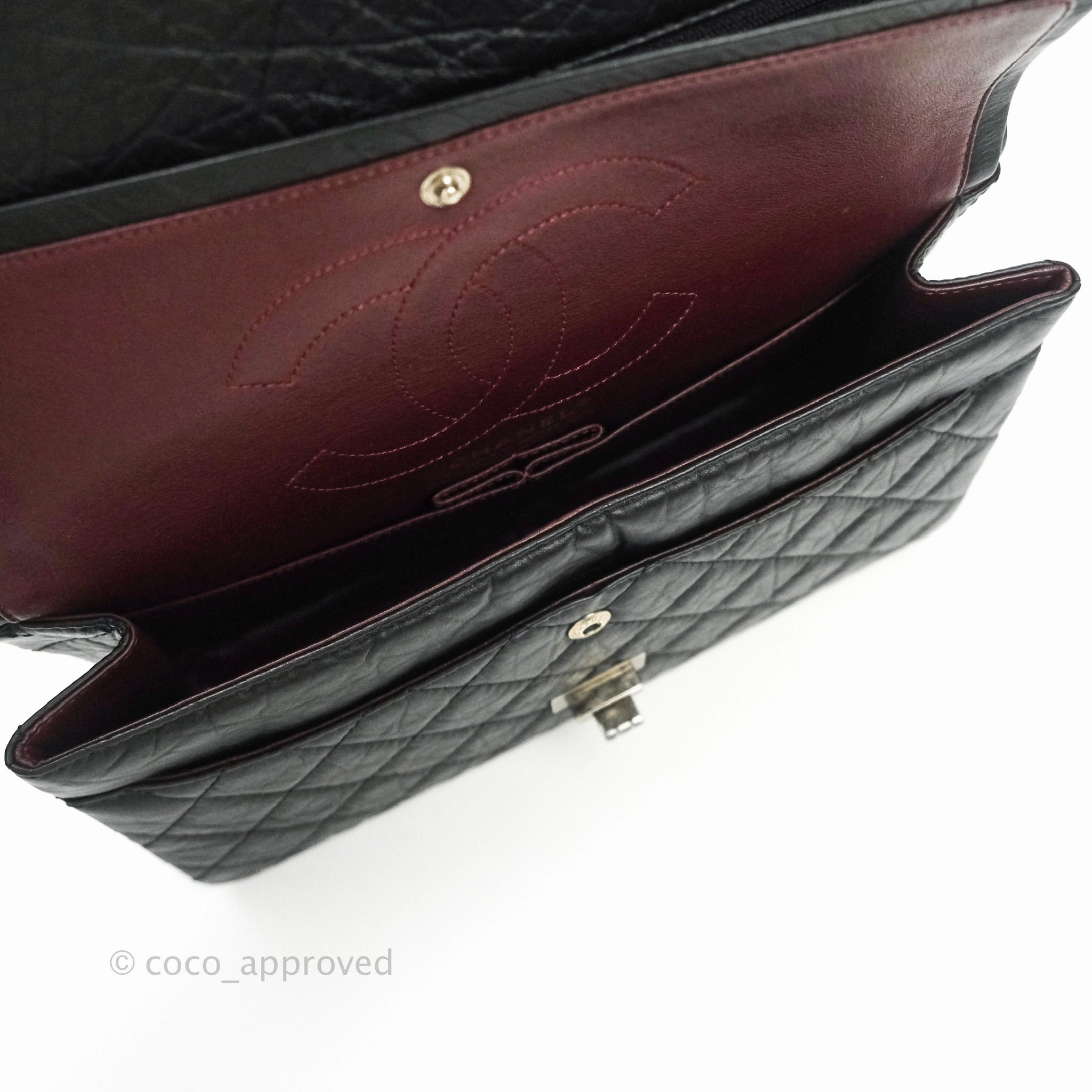 Chanel 2.55 Quilted Reissue 226 Black Aged Calfskin Ruthenium Hardware