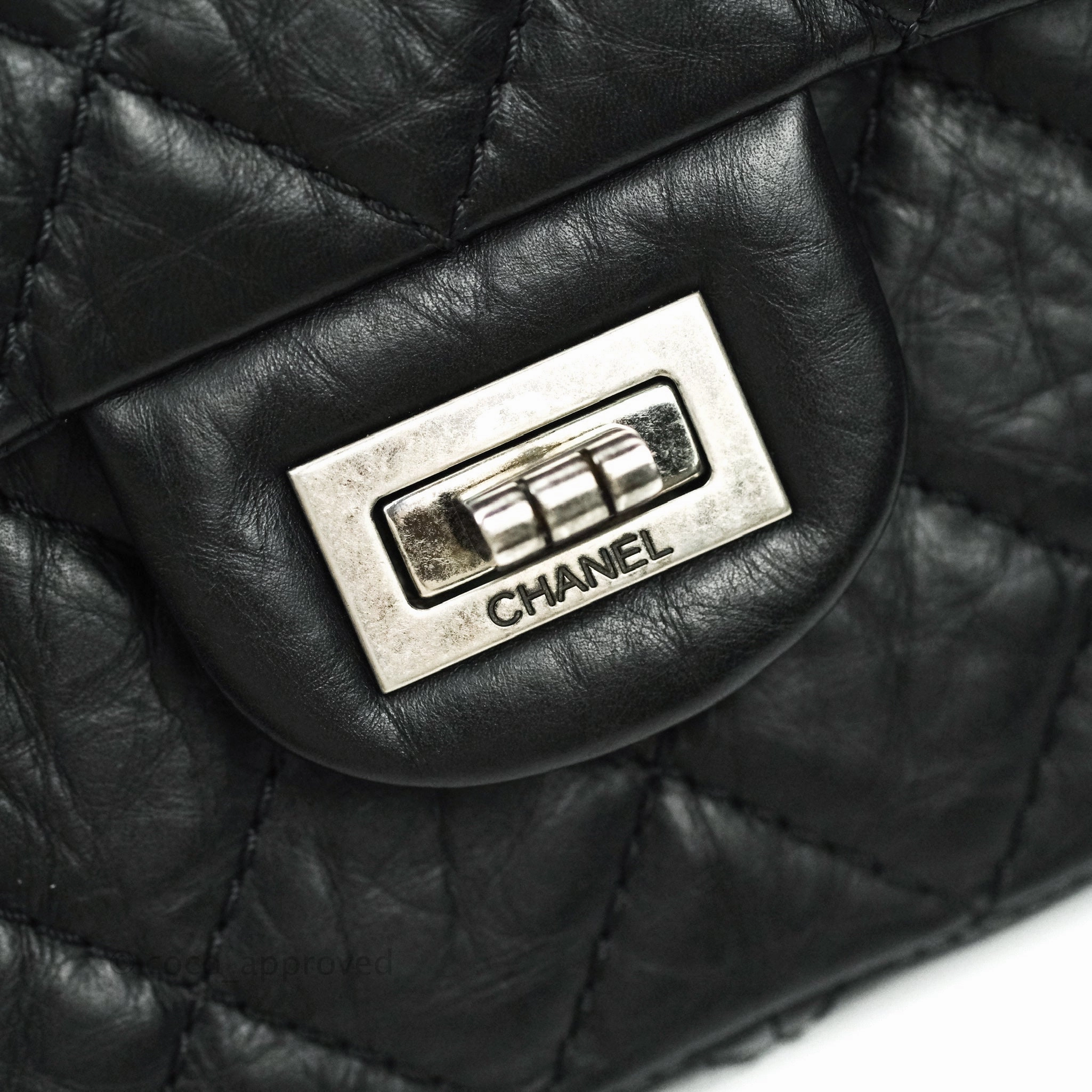 Chanel 2.55 Quilted Reissue 226 Black Aged Calfskin Ruthenium Hardware