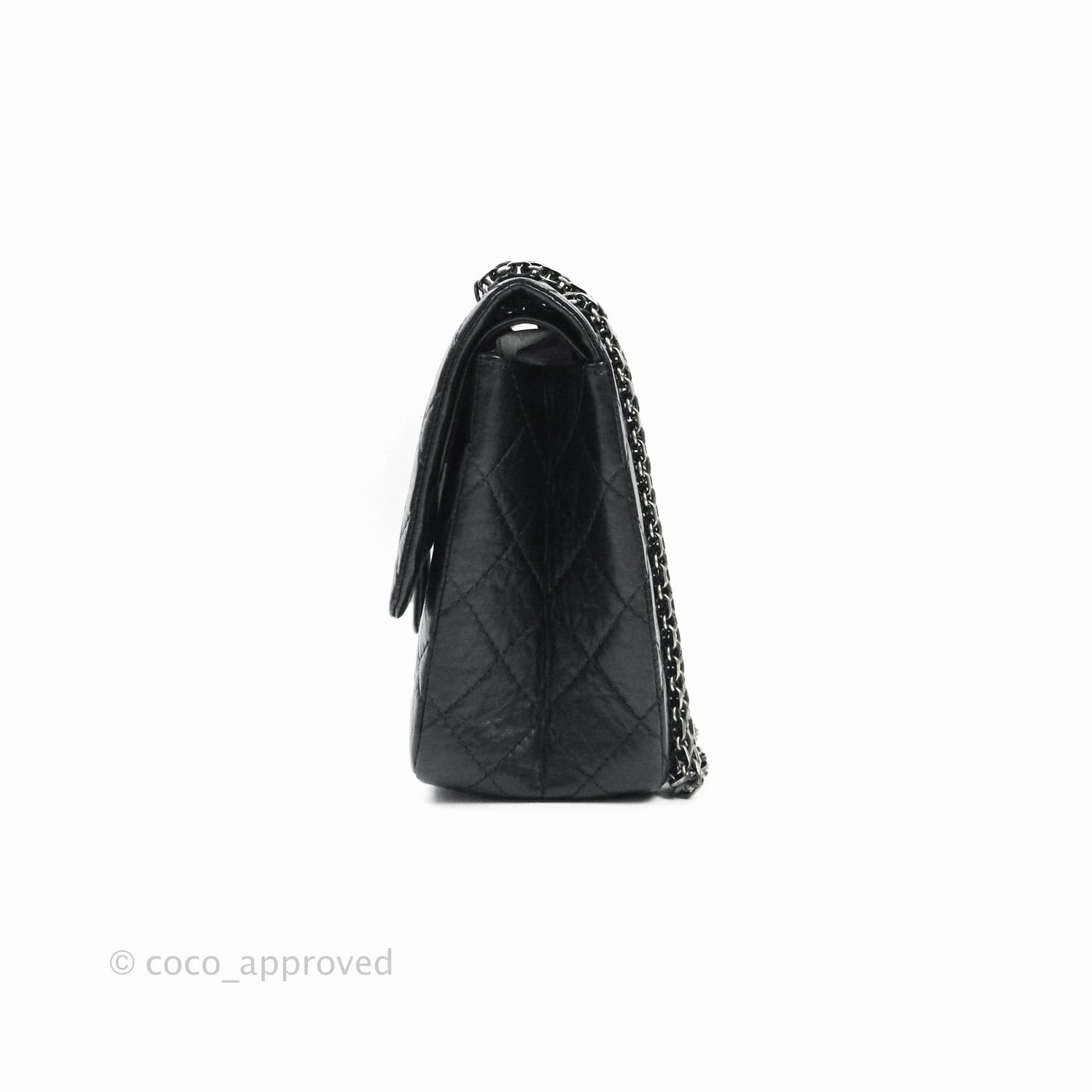 Chanel 2.55 Quilted Reissue 226 Black Aged Calfskin Ruthenium Hardware