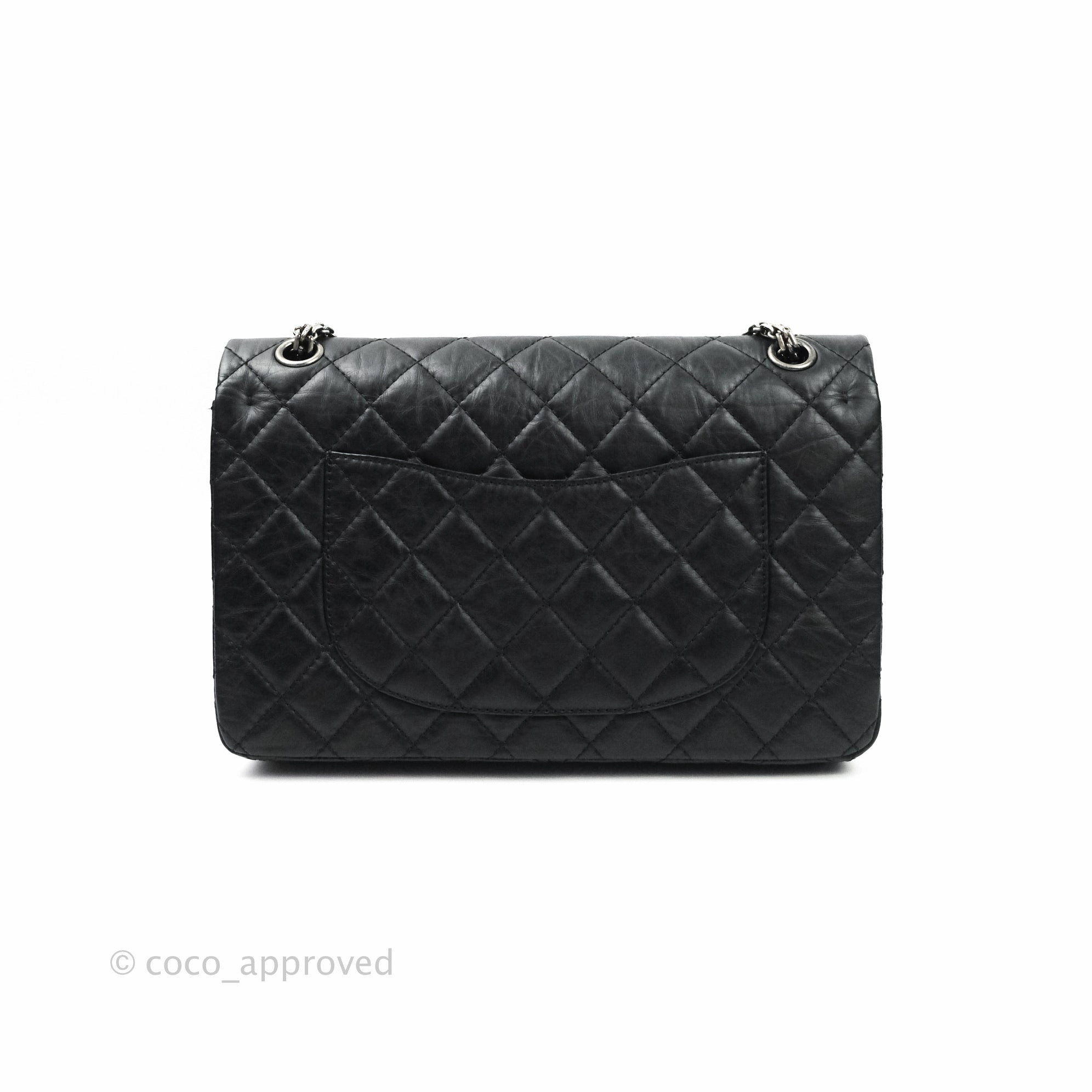 Chanel 2.55 Quilted Reissue 226 Black Aged Calfskin Ruthenium Hardware