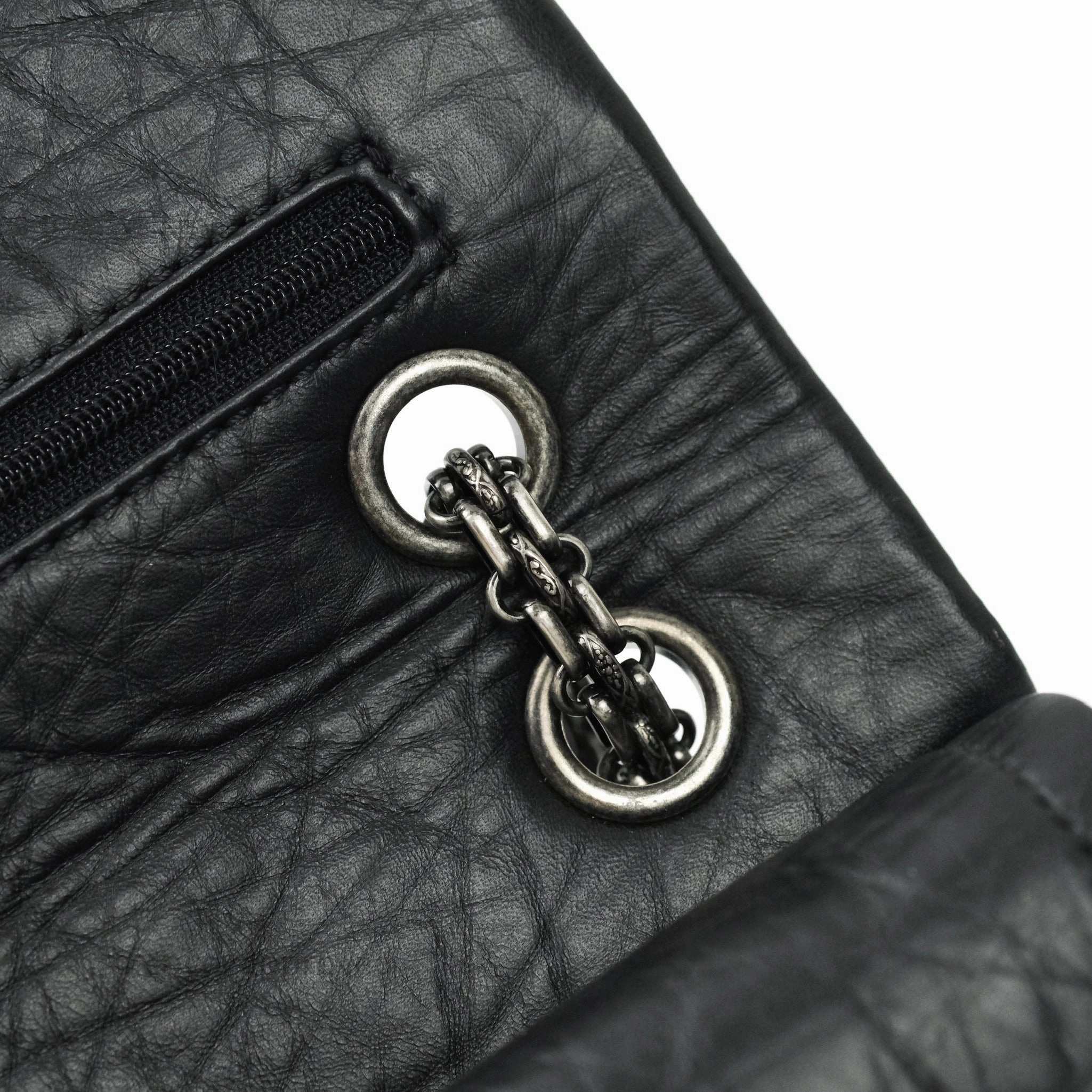 Chanel 2.55 Quilted Reissue 226 Black Aged Calfskin Ruthenium Hardware