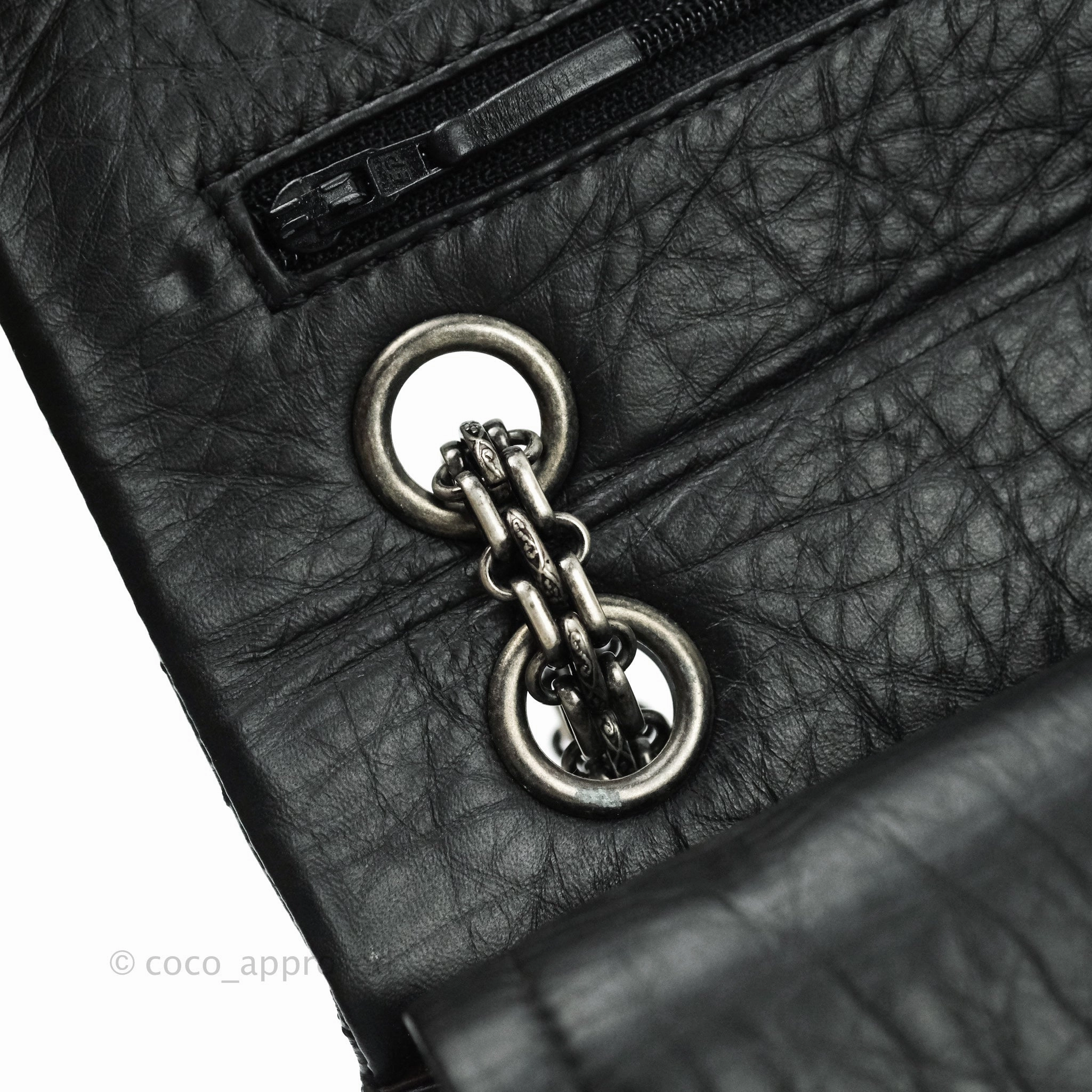 Chanel 2.55 Quilted Reissue 226 Black Aged Calfskin Ruthenium Hardware