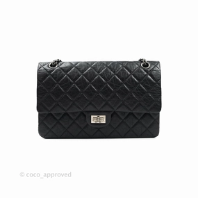 Chanel 2.55 Quilted Reissue 226 Black Aged Calfskin Ruthenium Hardware