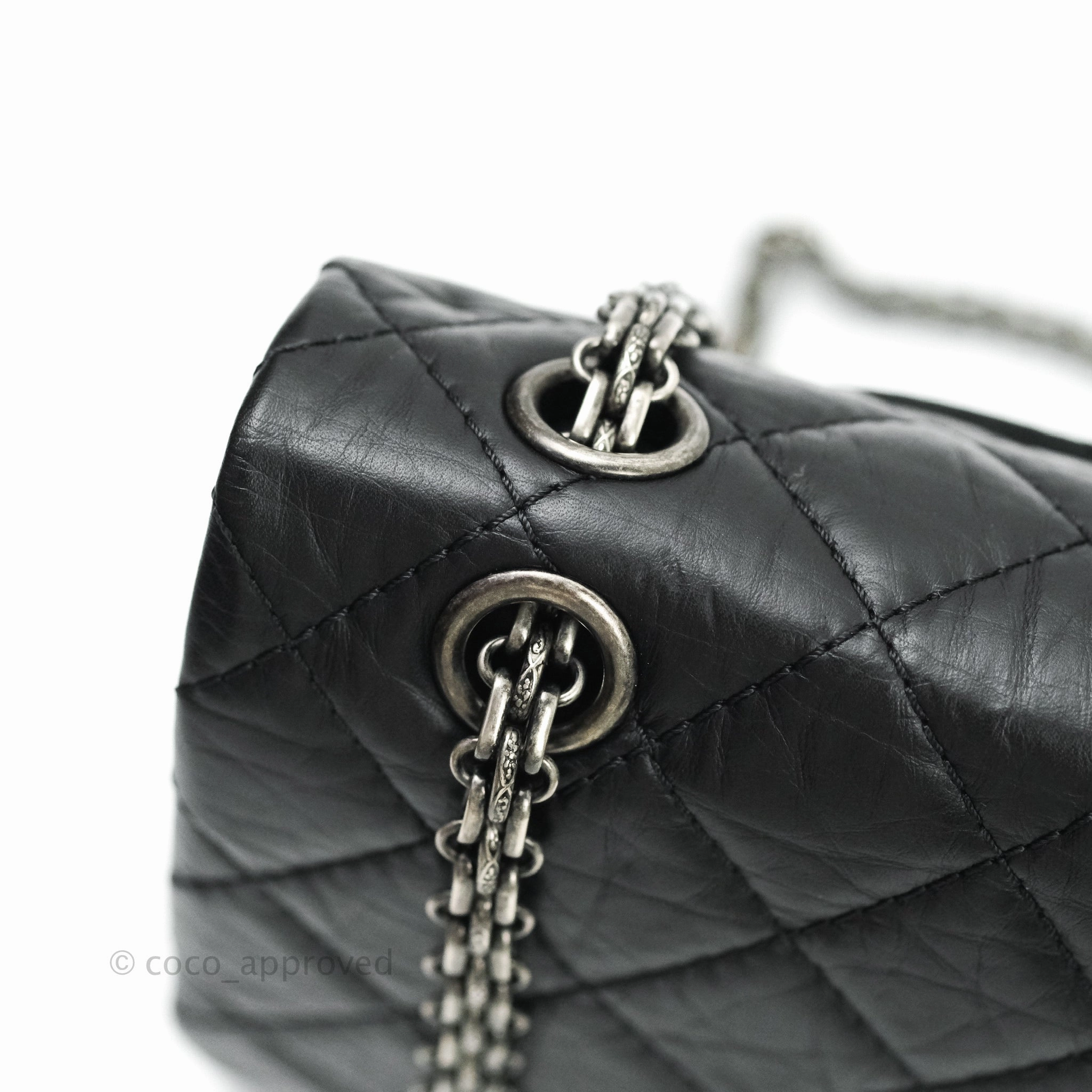 Chanel 2.55 Quilted Reissue 226 Black Aged Calfskin Ruthenium Hardware