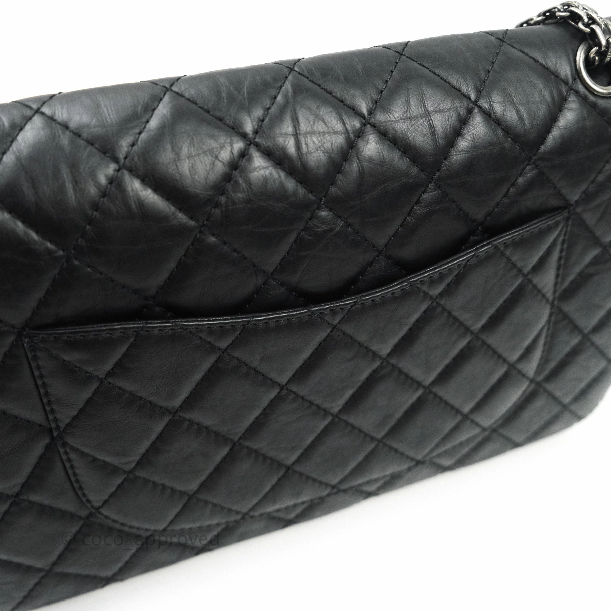 Chanel 2.55 Quilted Reissue 226 Black Aged Calfskin Ruthenium Hardware