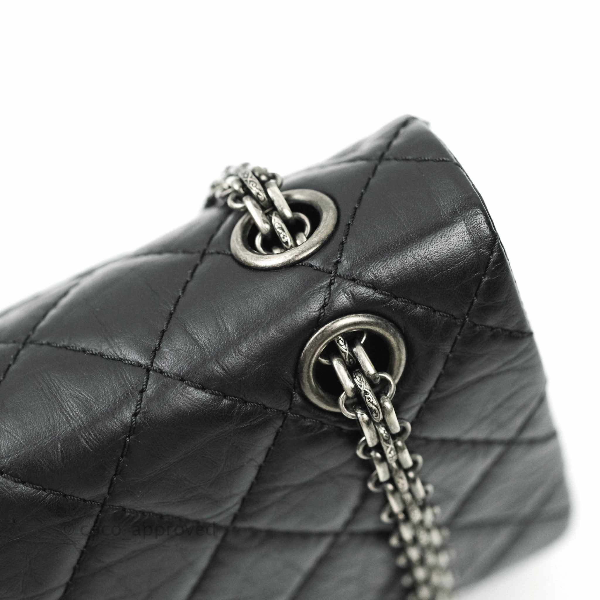 Chanel 2.55 Quilted Reissue 226 Black Aged Calfskin Ruthenium Hardware
