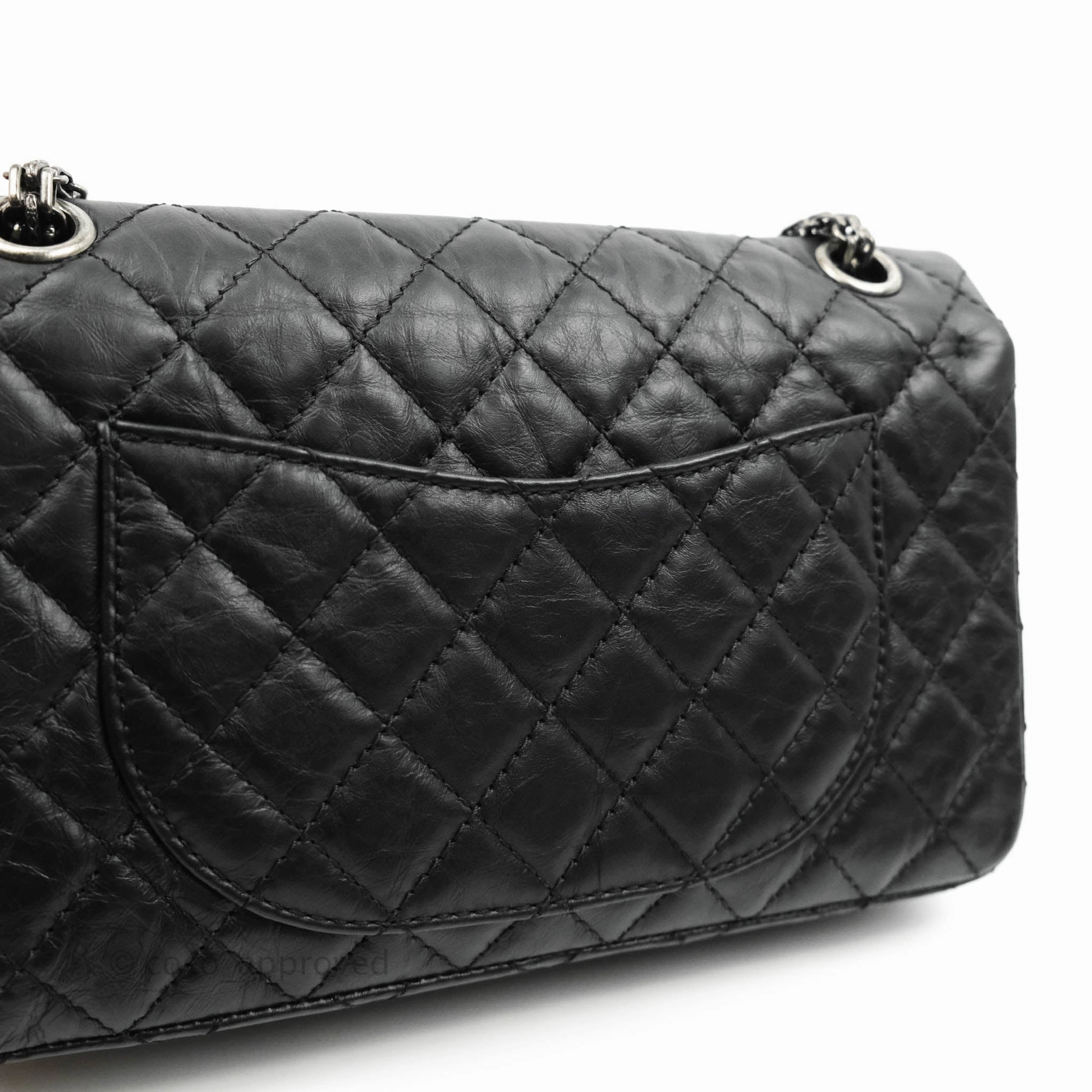 Chanel 2.55 Reissue Lucky Charms 225 Flap Black Crumpled Calfskin Ruthenium Hardware