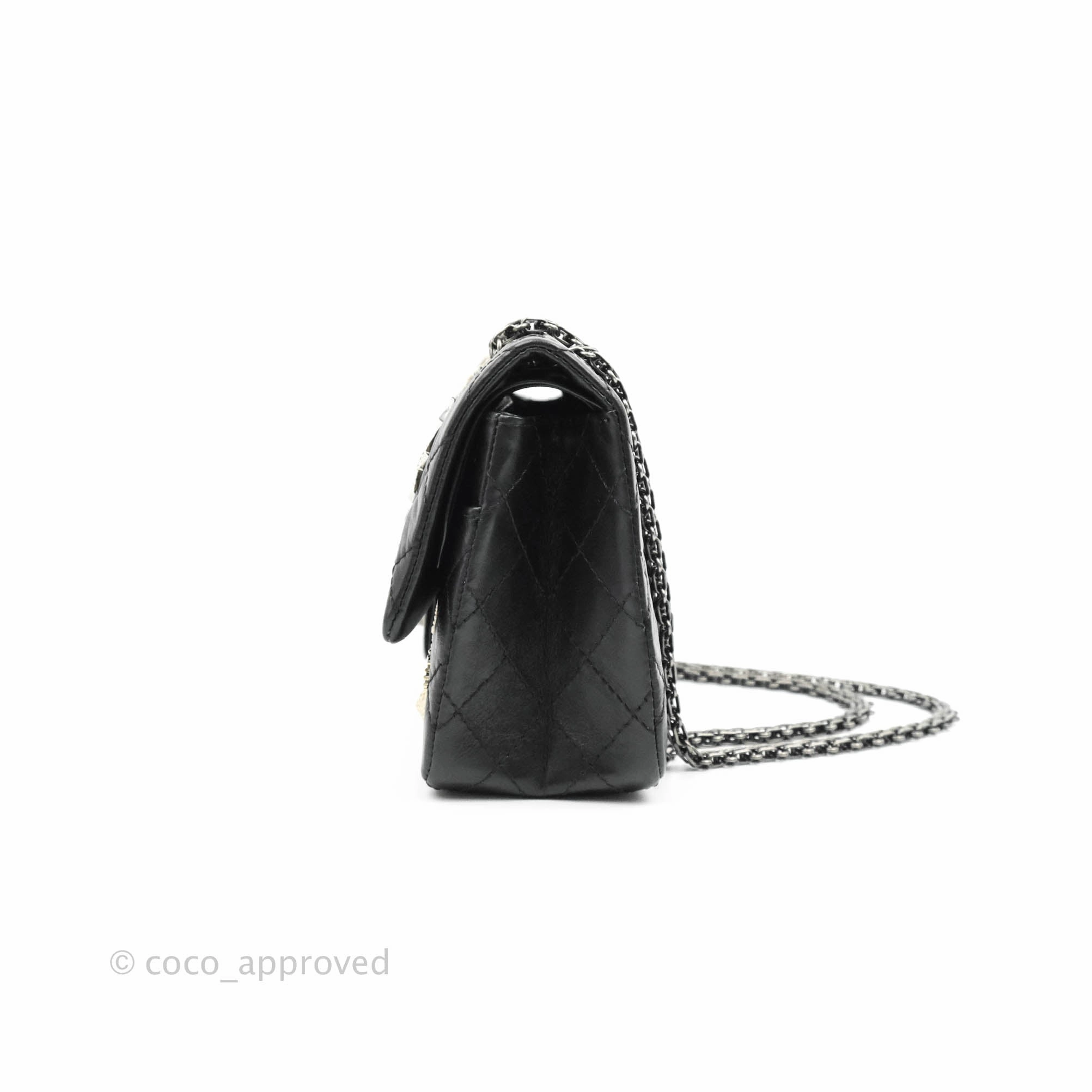 Chanel 2.55 Reissue Lucky Charms 225 Flap Black Crumpled Calfskin Ruthenium Hardware
