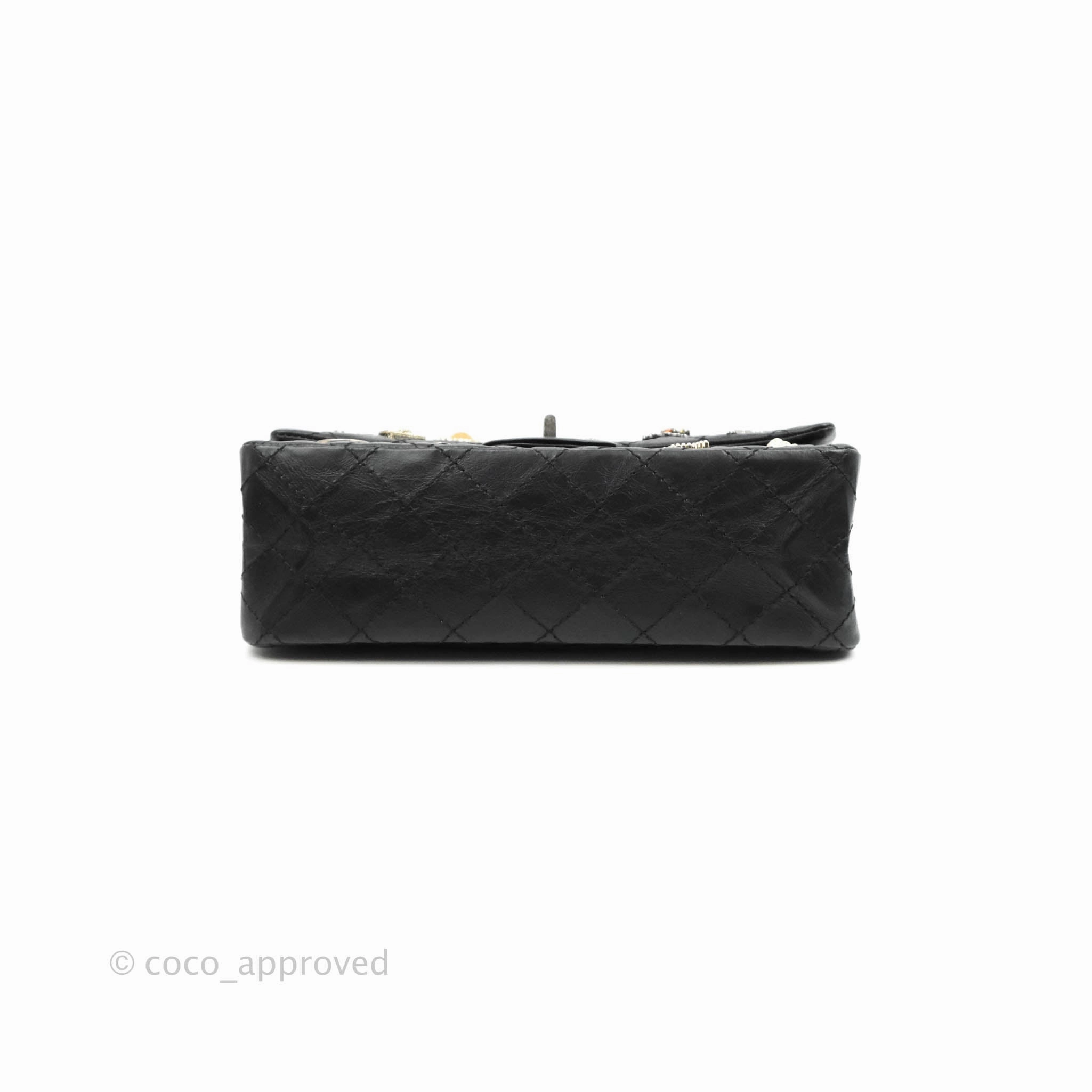 Chanel 2.55 Reissue Lucky Charms 225 Flap Black Crumpled Calfskin Ruthenium Hardware