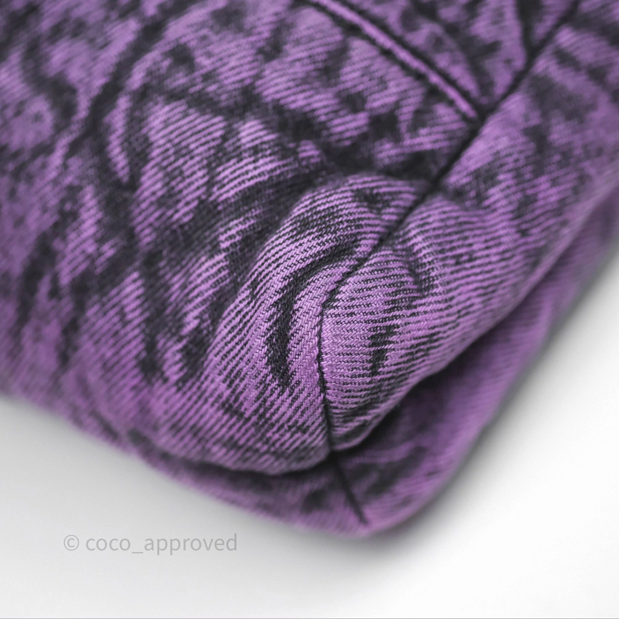 Chanel 31 Large Shopping Bag Quilted Denimpression Purple Black Silver Hardware