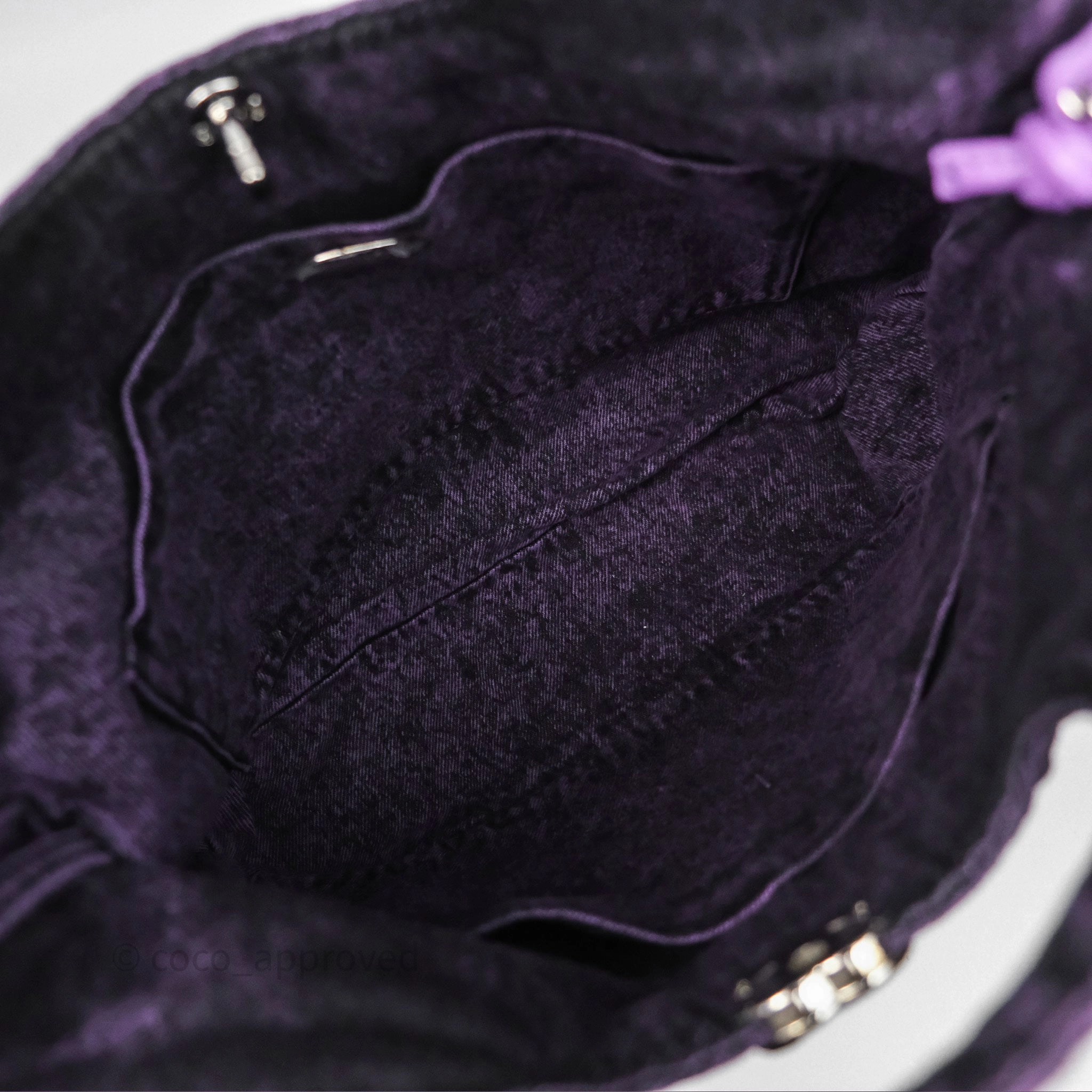 Chanel 31 Large Shopping Bag Quilted Denimpression Purple Black Silver Hardware