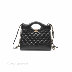 Chanel 31 Mini Black Aged Calfskin Gold Hardware