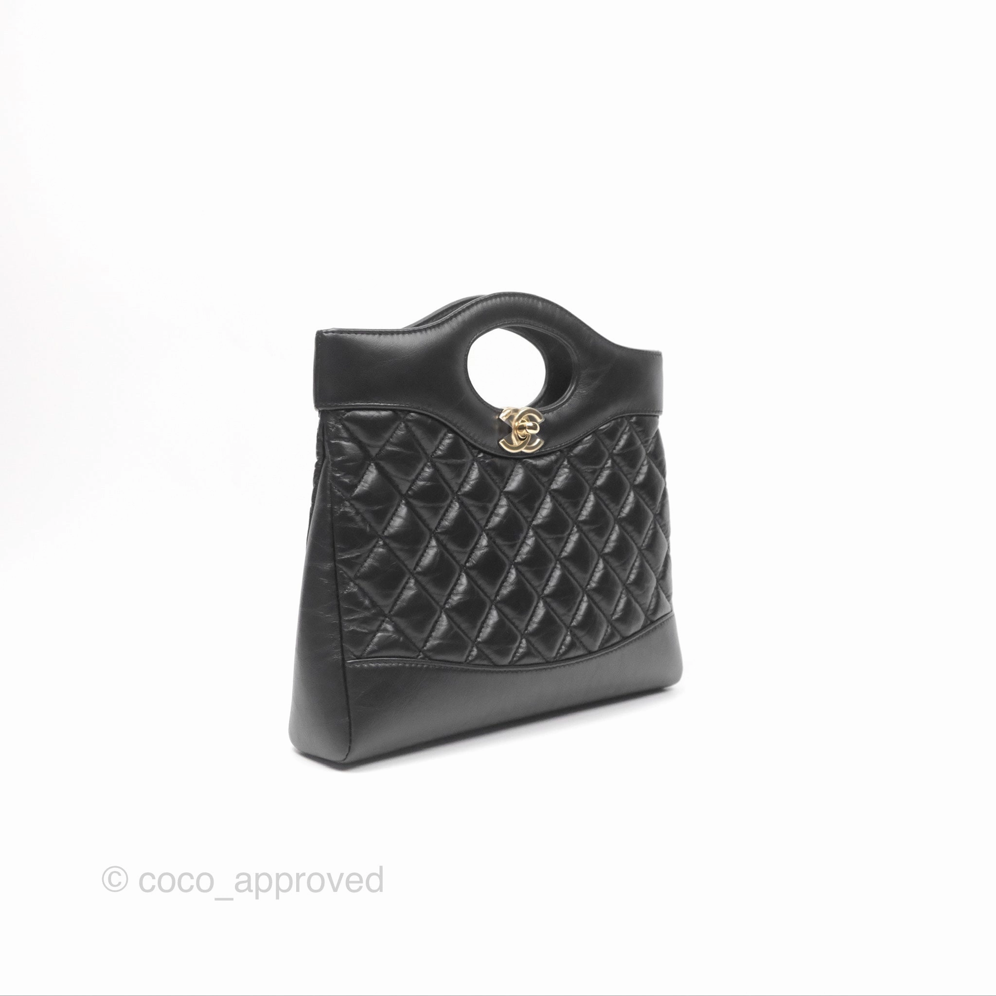 Chanel 31 Mini Black Aged Calfskin Gold Hardware