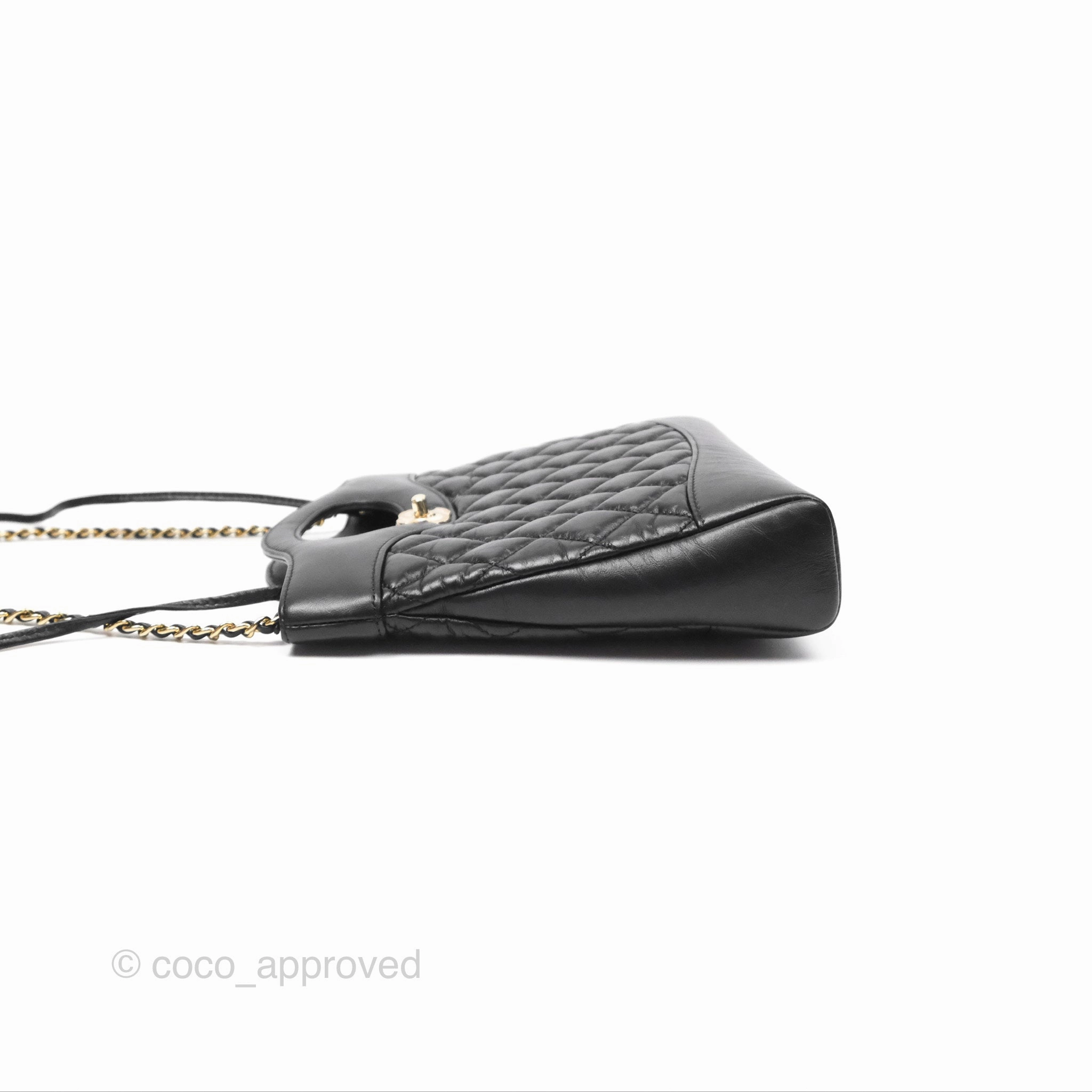 Chanel 31 Mini Black Aged Calfskin Gold Hardware