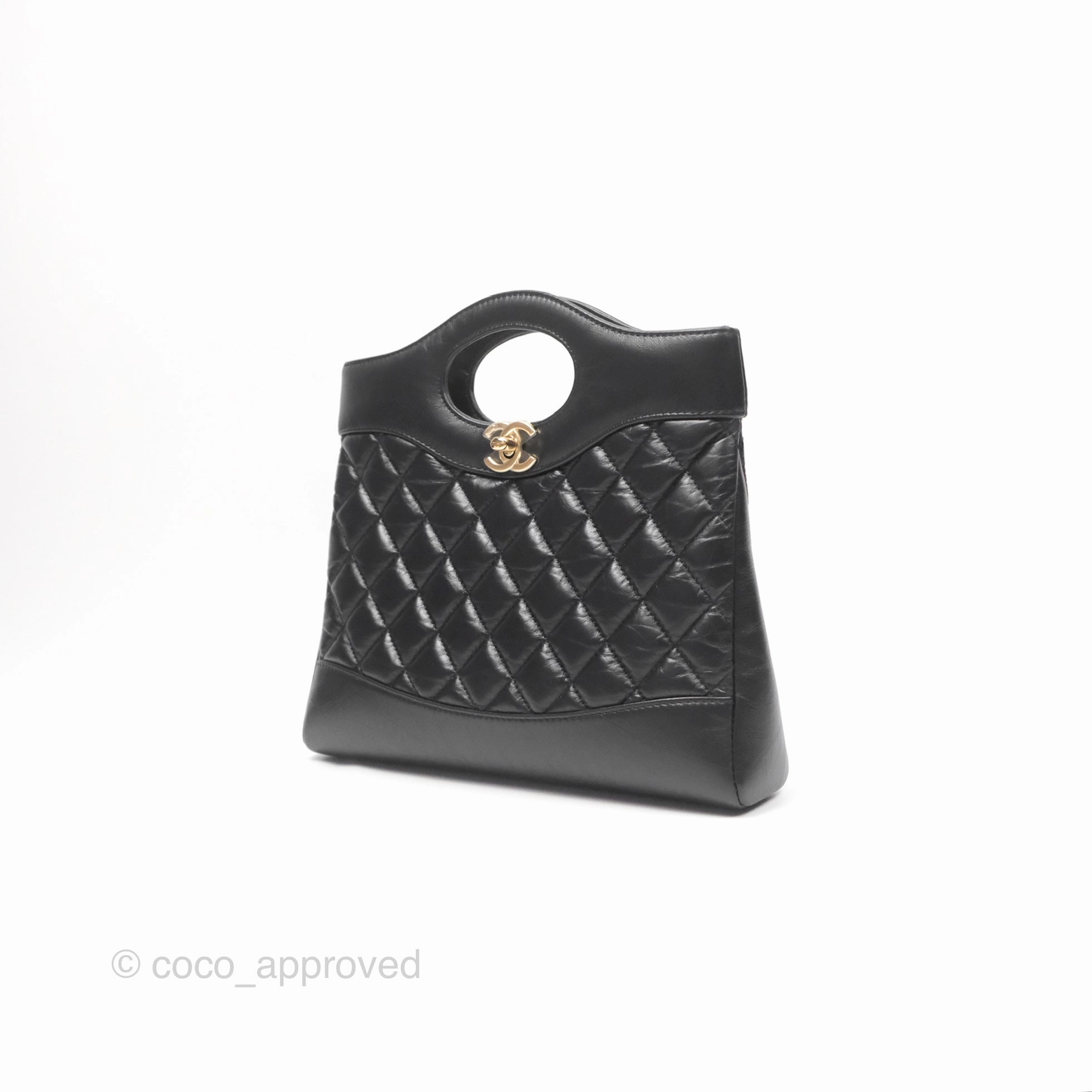 Chanel 31 Mini Black Aged Calfskin Gold Hardware