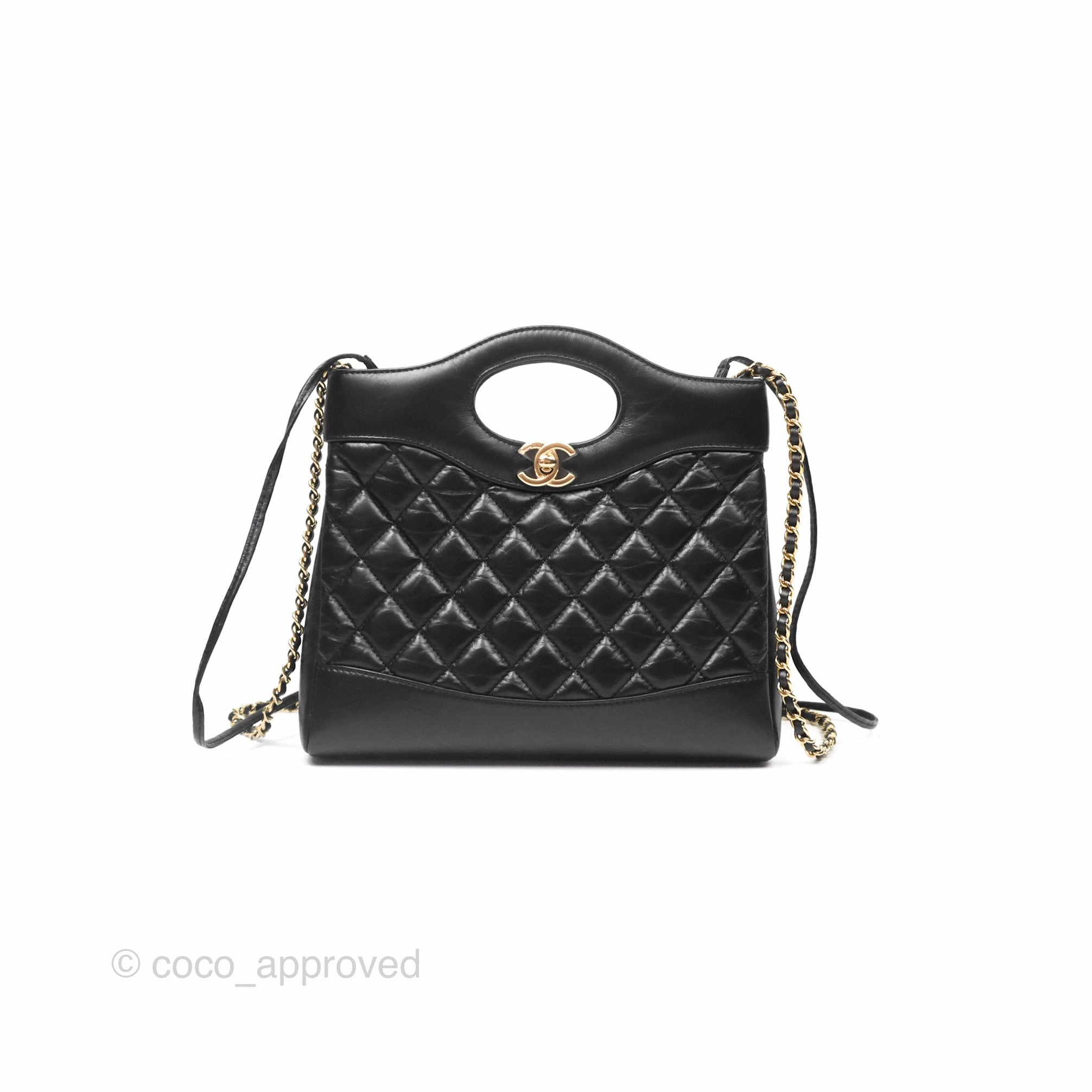 Chanel 31 Mini Black Aged Calfskin Gold Hardware