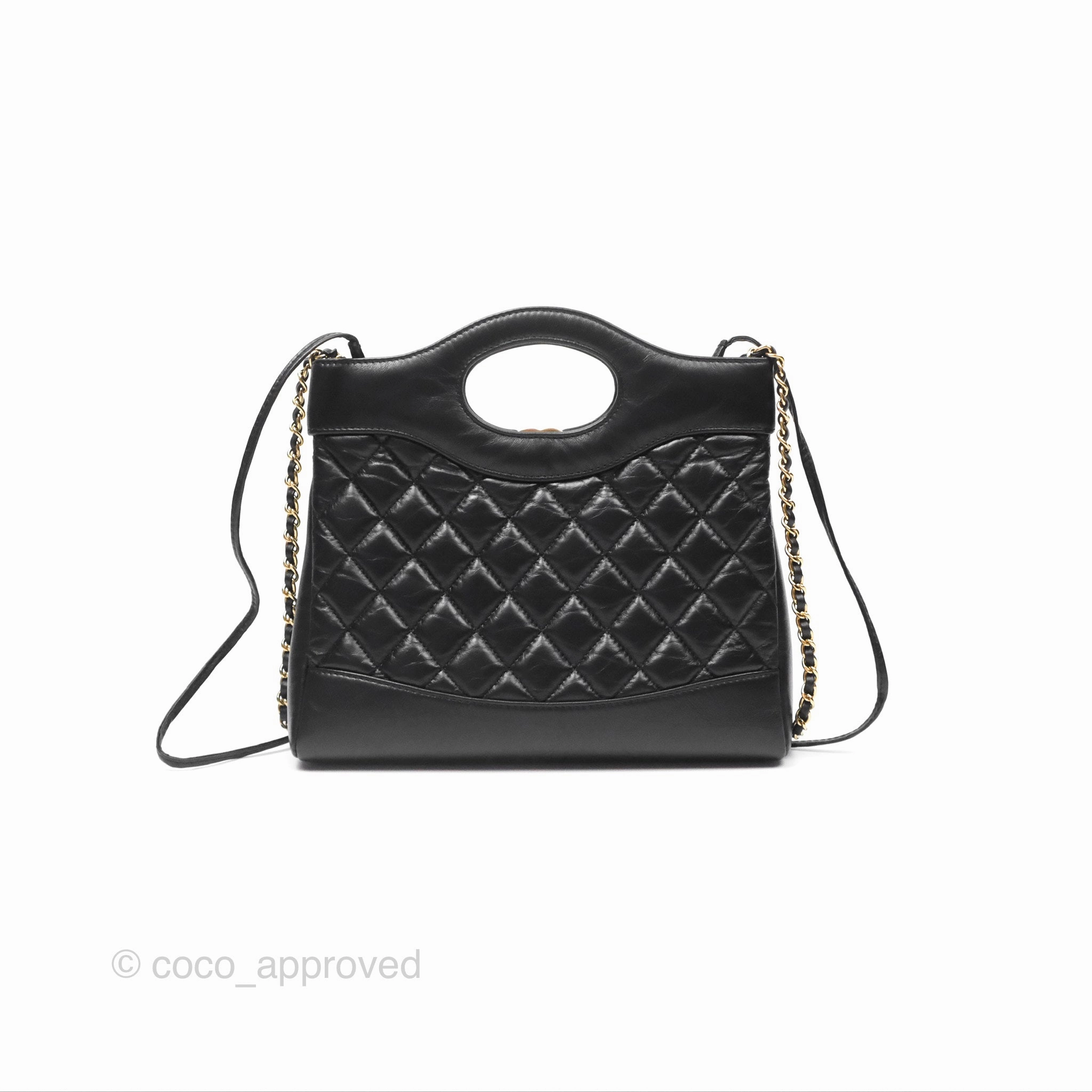 Chanel 31 Mini Black Aged Calfskin Gold Hardware