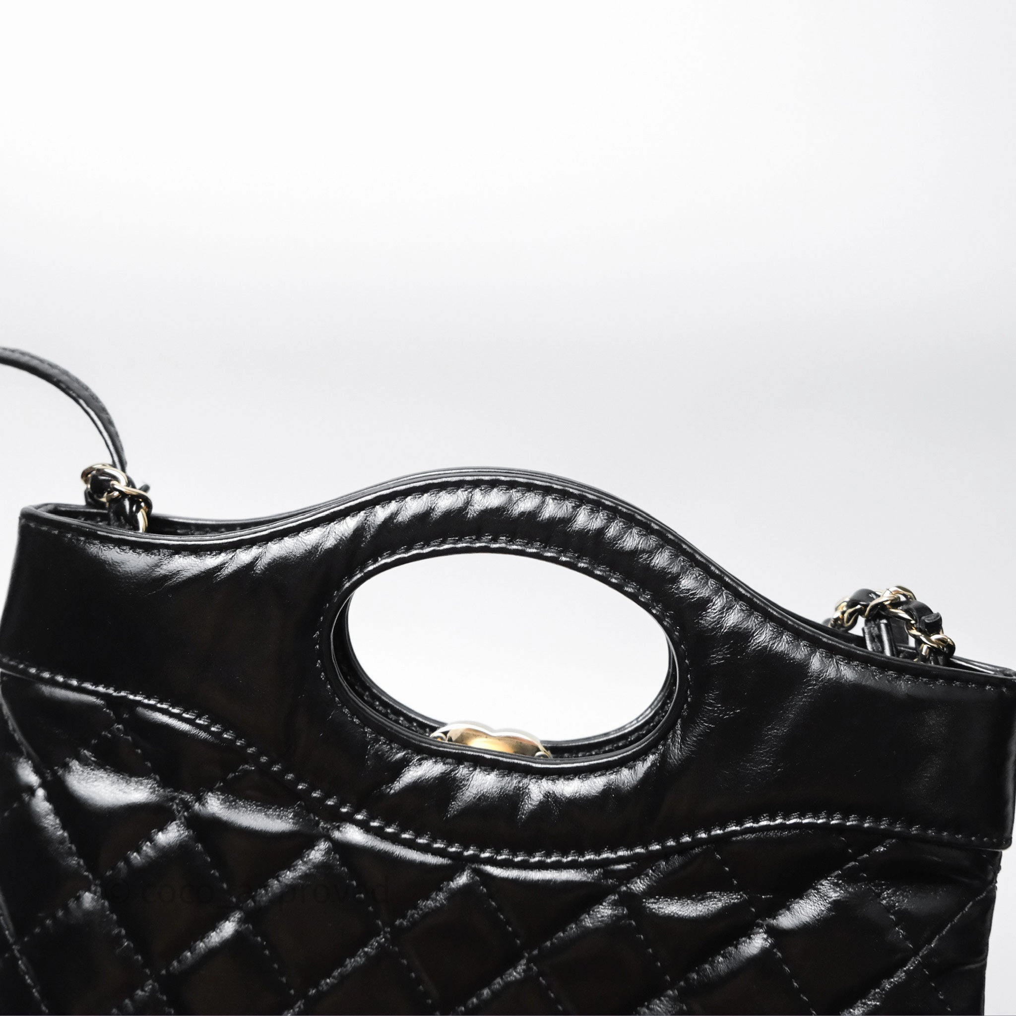 Chanel 31 Mini Black Shiny Lambskin Gold Hardware