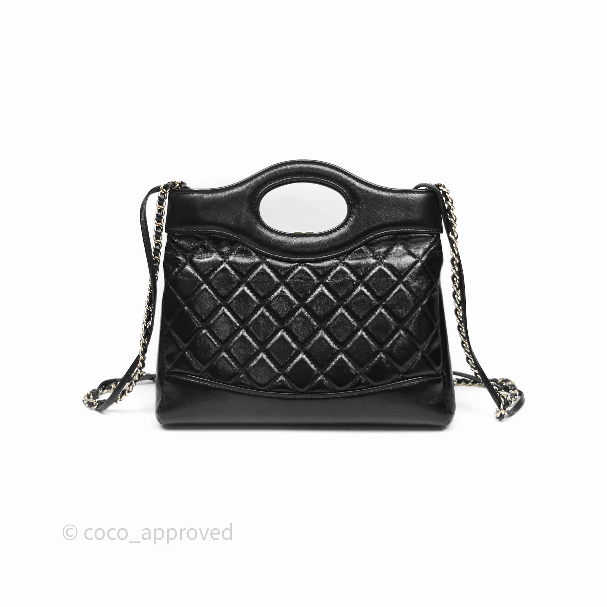 Chanel 31 Mini Black Shiny Lambskin Gold Hardware
