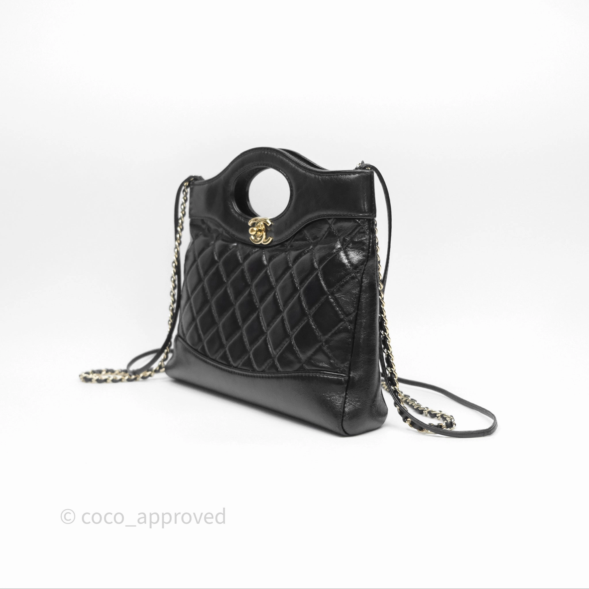 Chanel 31 Mini Black Shiny Lambskin Gold Hardware