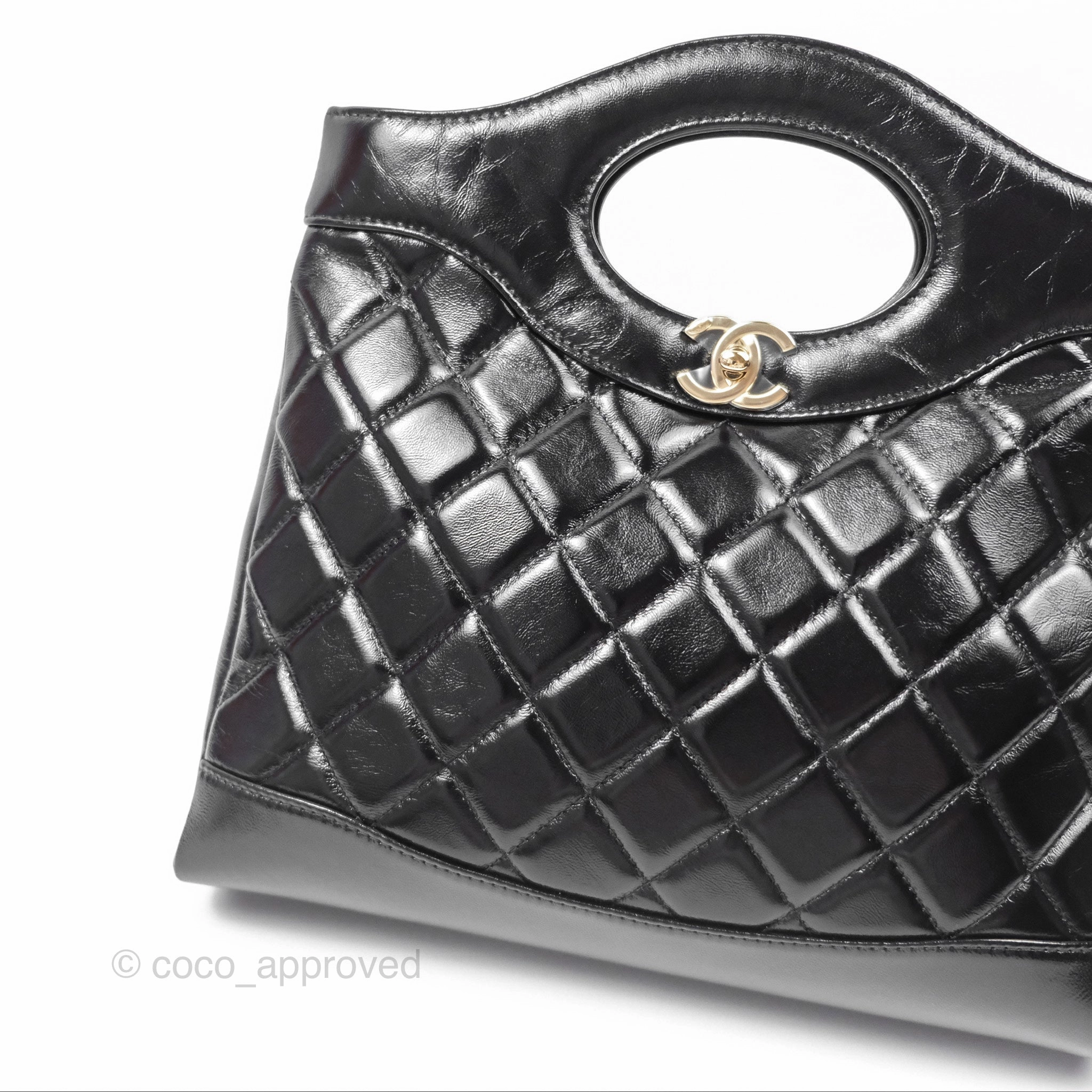 Chanel 31 Small Black Shiny Lambskin Gold Hardware 24S