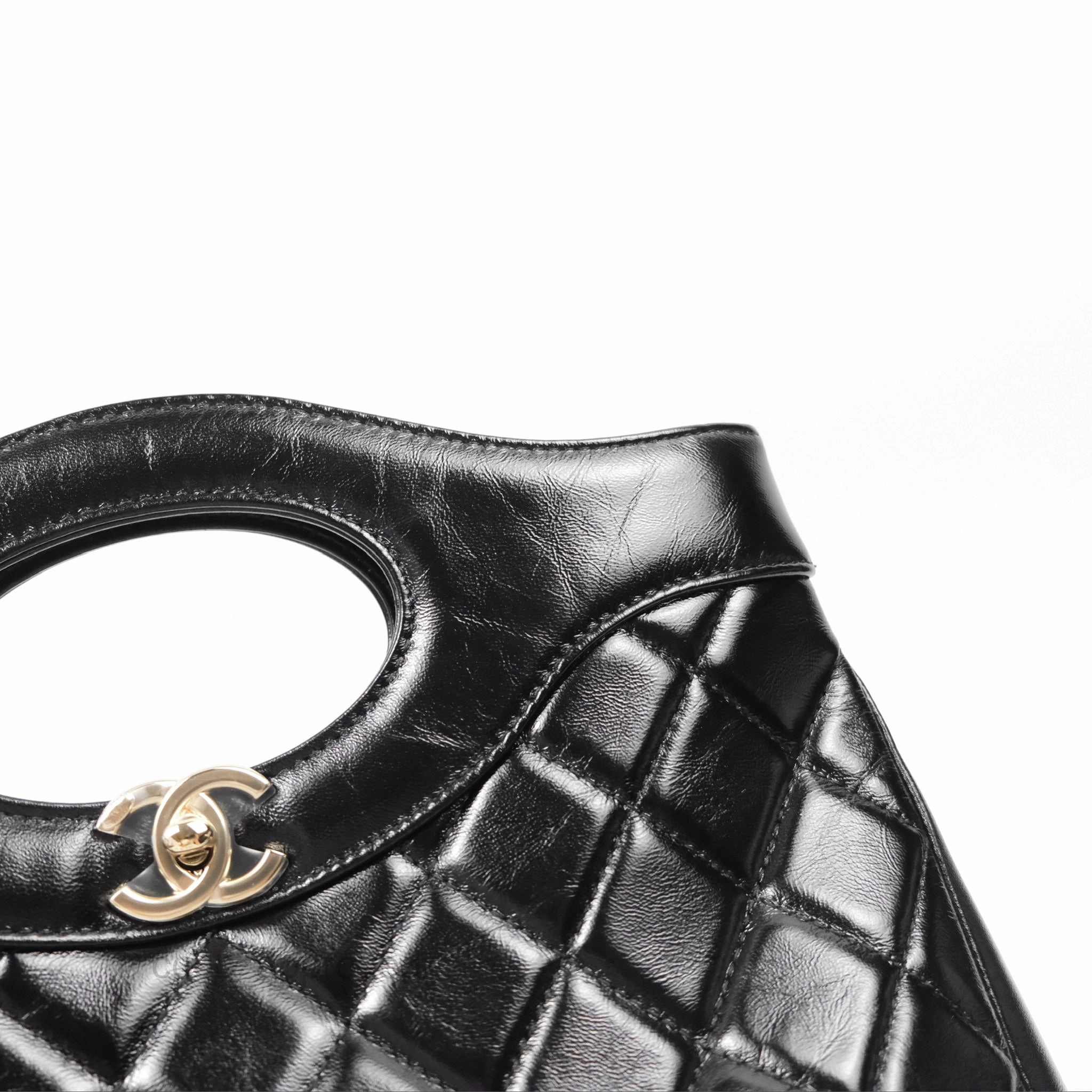 Chanel 31 Small Black Shiny Lambskin Gold Hardware 24S