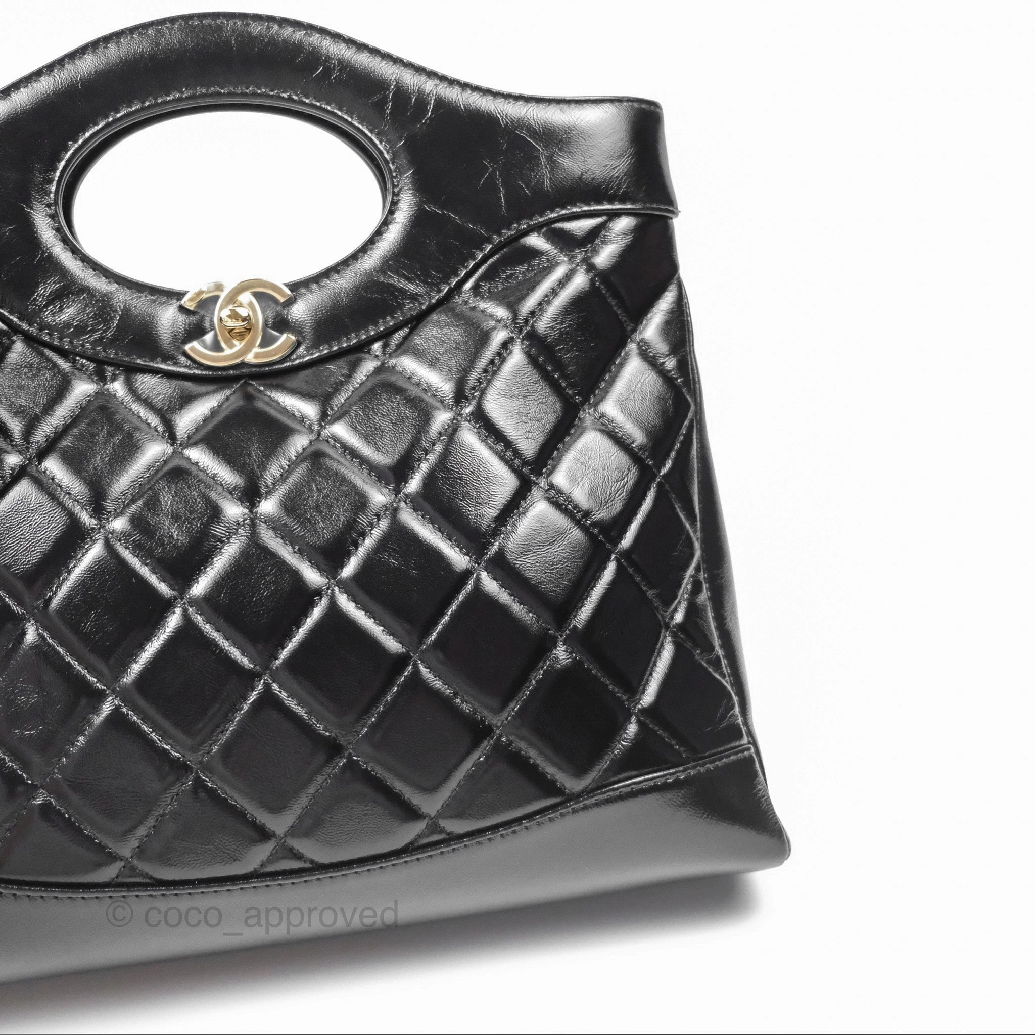 Chanel 31 Small Black Shiny Lambskin Gold Hardware 24S