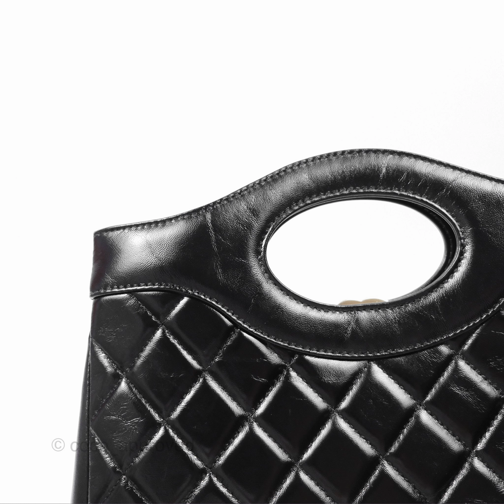 Chanel 31 Small Black Shiny Lambskin Gold Hardware 24S